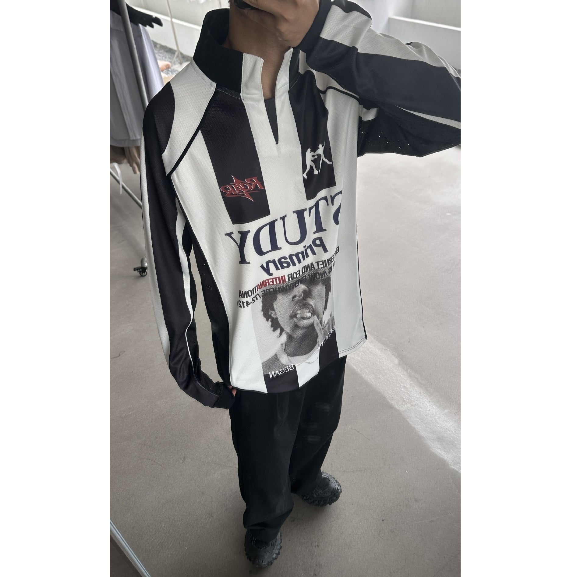 Bicolor Football-Style Printed T-shirt MB7440