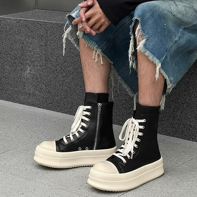 High-Top Zipper Design Lace-up Sneaker MB7429
