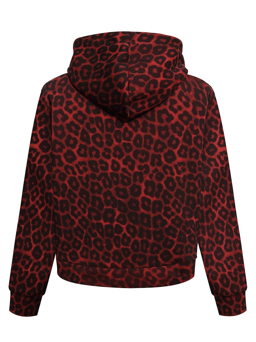Leopard Print Hooded Sweat Short Jacket MB7467
