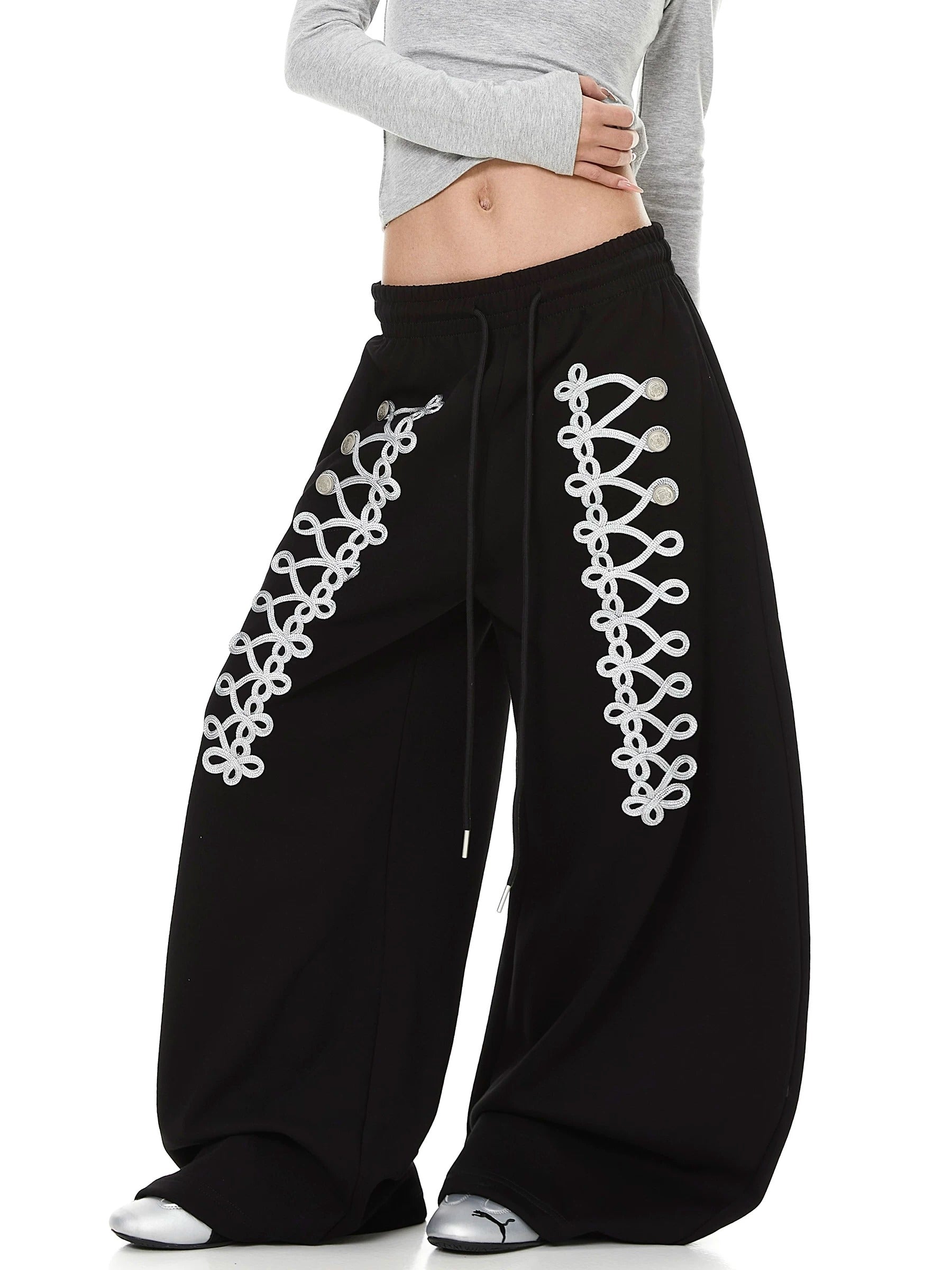 【上下別売り】Lace-Up Design Wide Curve Sweat Pants MB7441