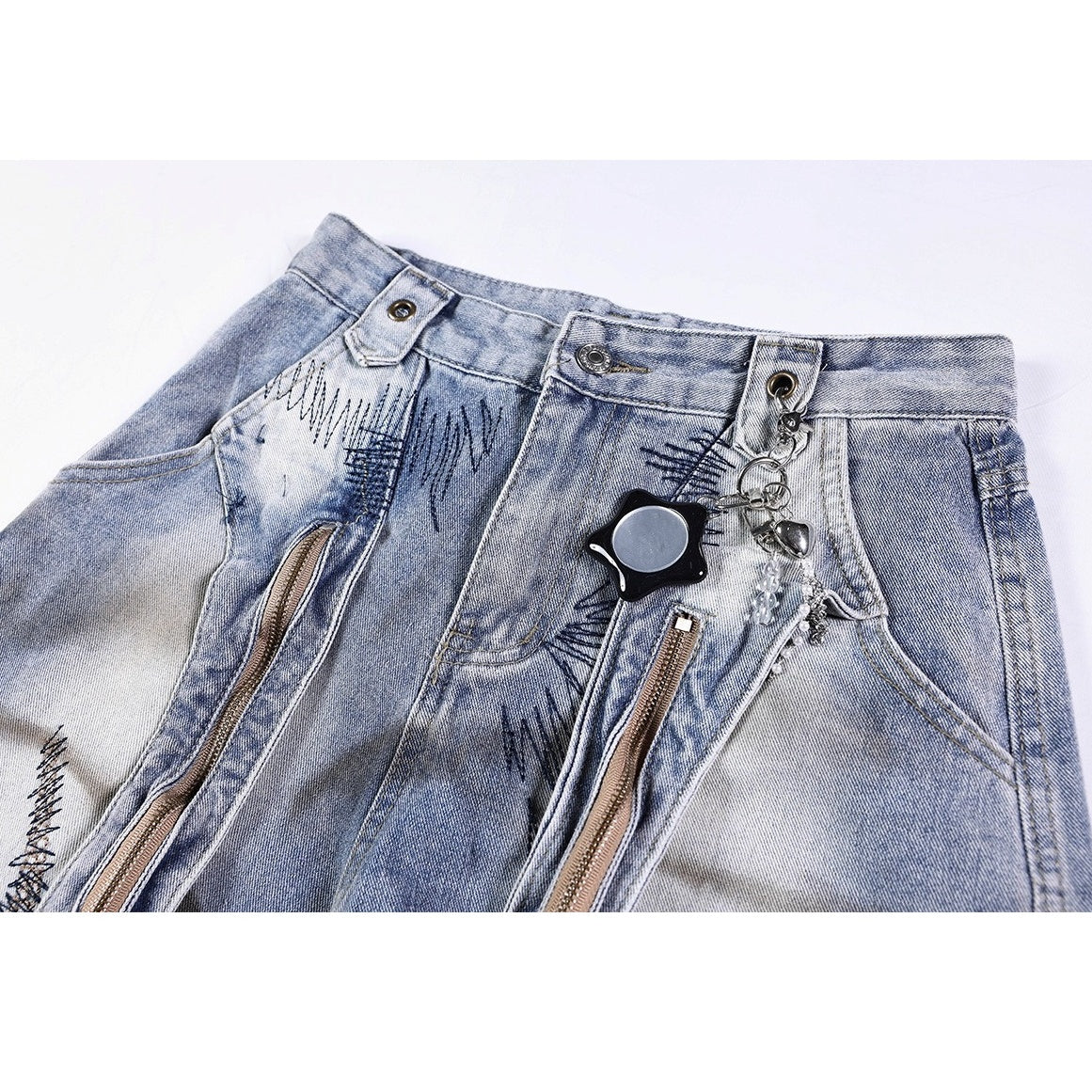 Heavy Stitch Washed Curved Jeans MB7422