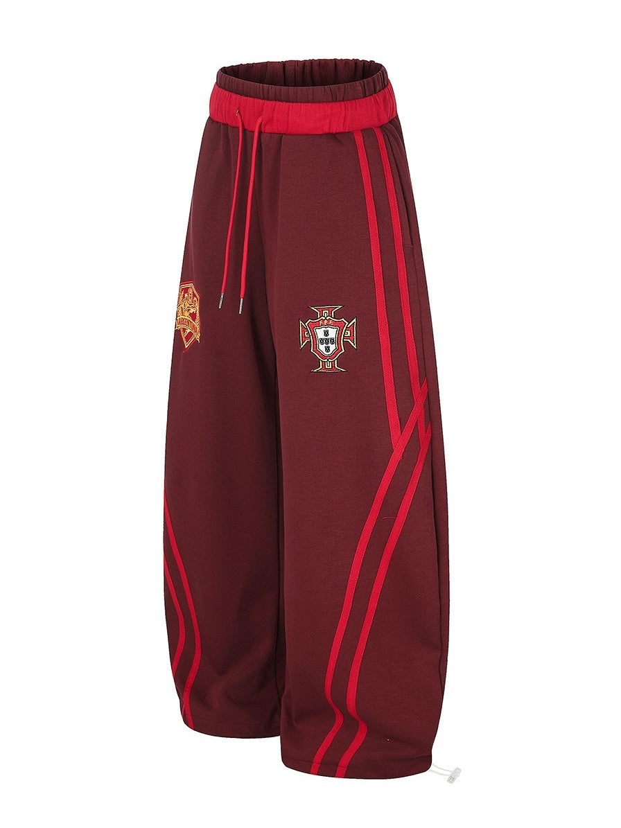 Emblem Double-Waist Striped Curved Sweat Pants MB7461