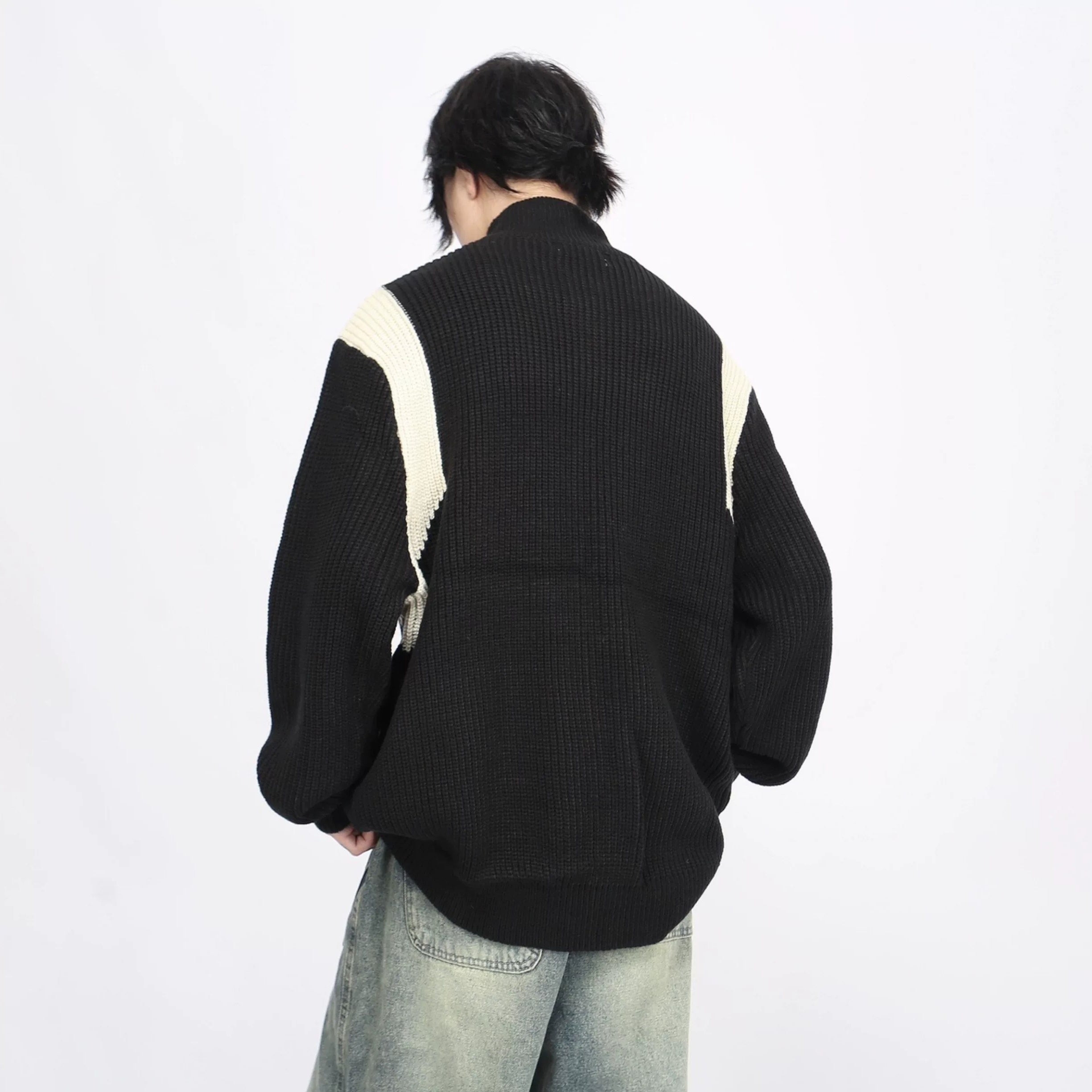 Color-Blocking Knitted Zip Jacket MB7418