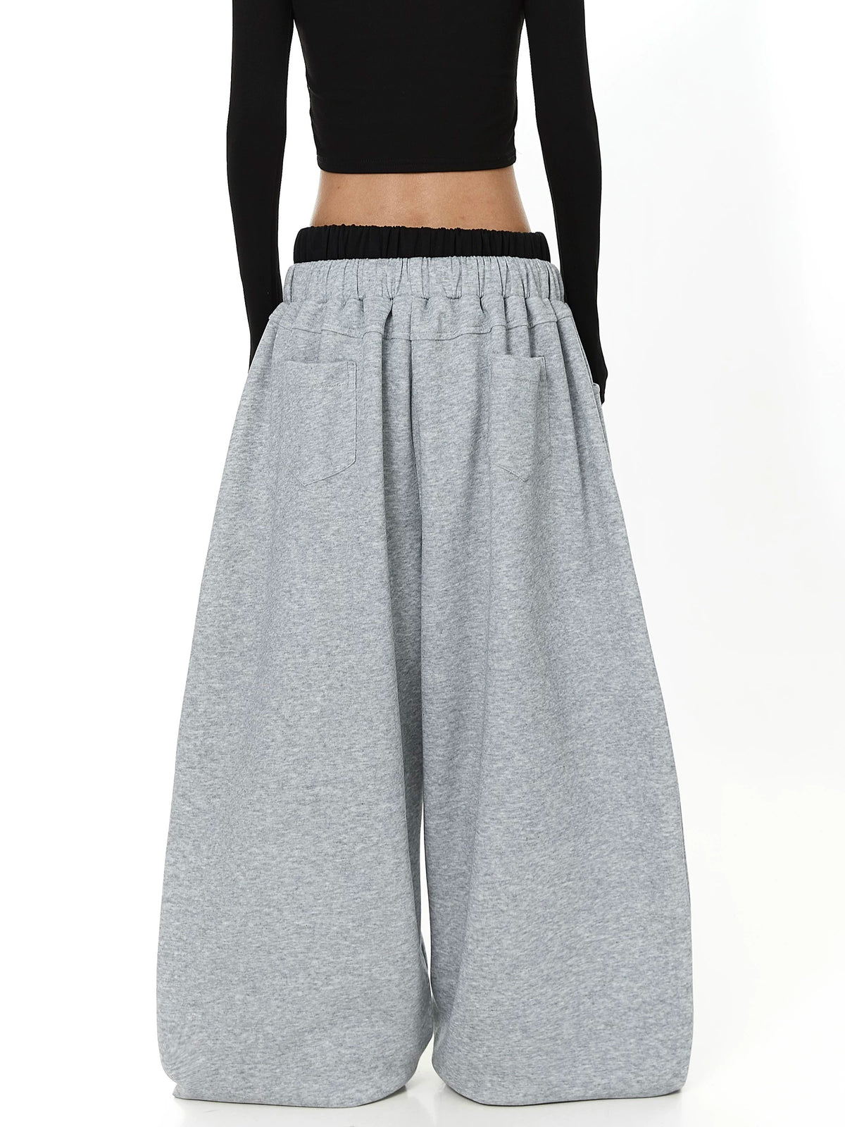 Double-Waist Letter Print Curved Sweat Pants MB7450