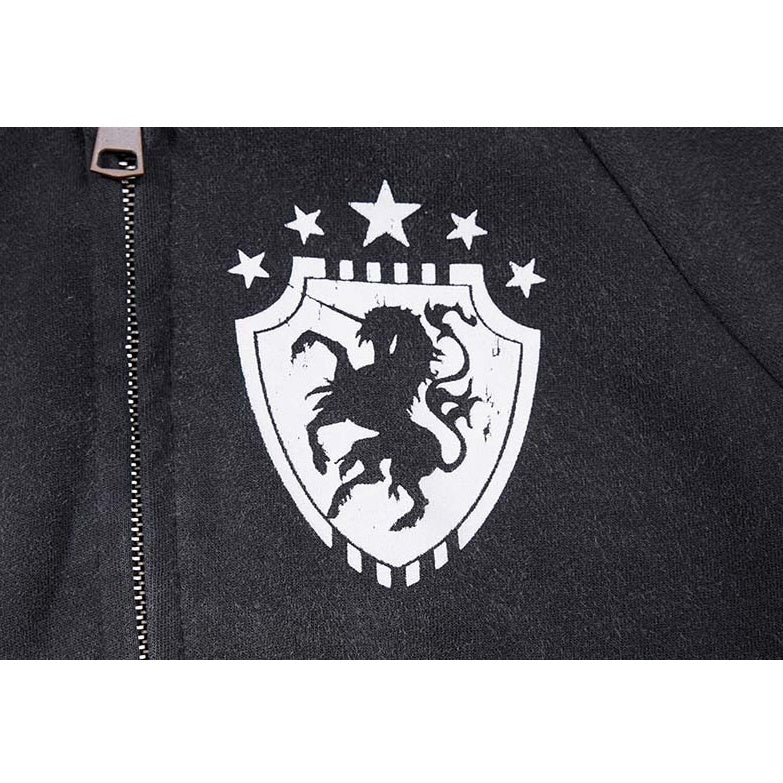 Vintage Badge Print Washed Hooded Jacket MB7463