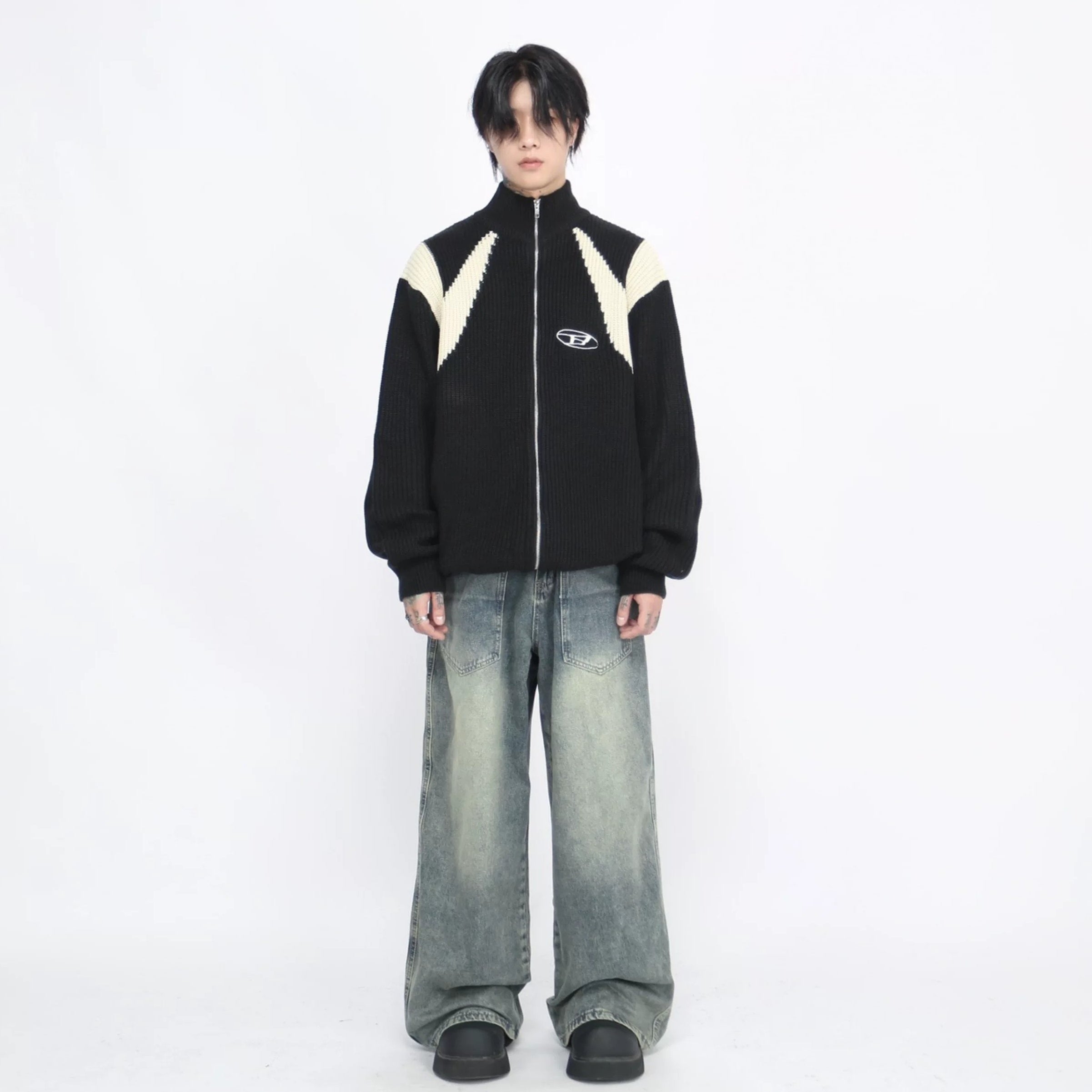 Color-Blocking Knitted Zip Jacket MB7418