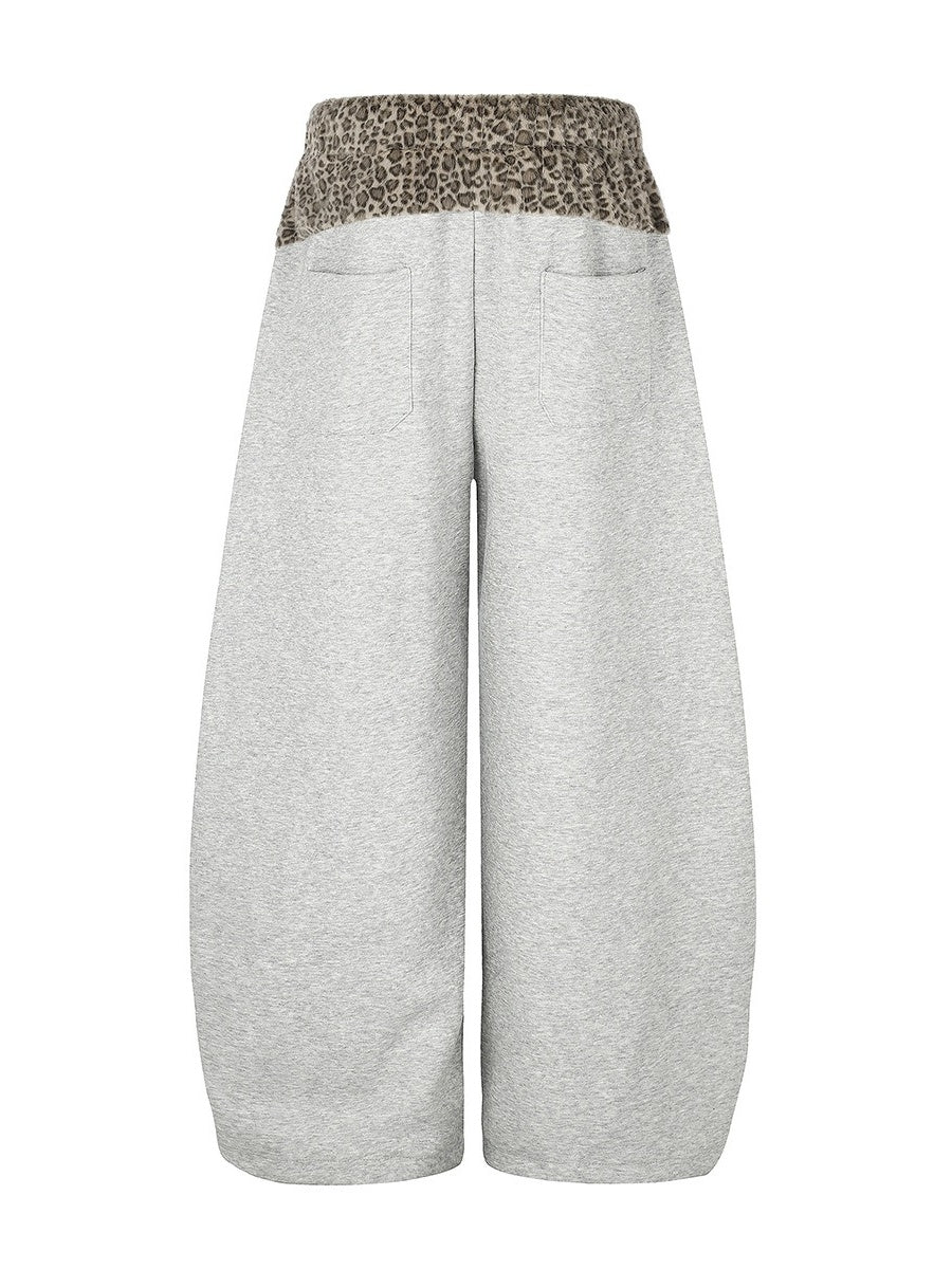 Leopard Print Patchwork Loose Sweat Pants MB7439
