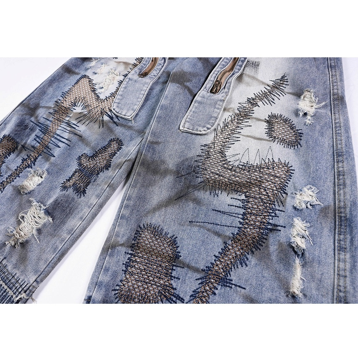 Heavy Stitch Washed Curved Jeans MB7422