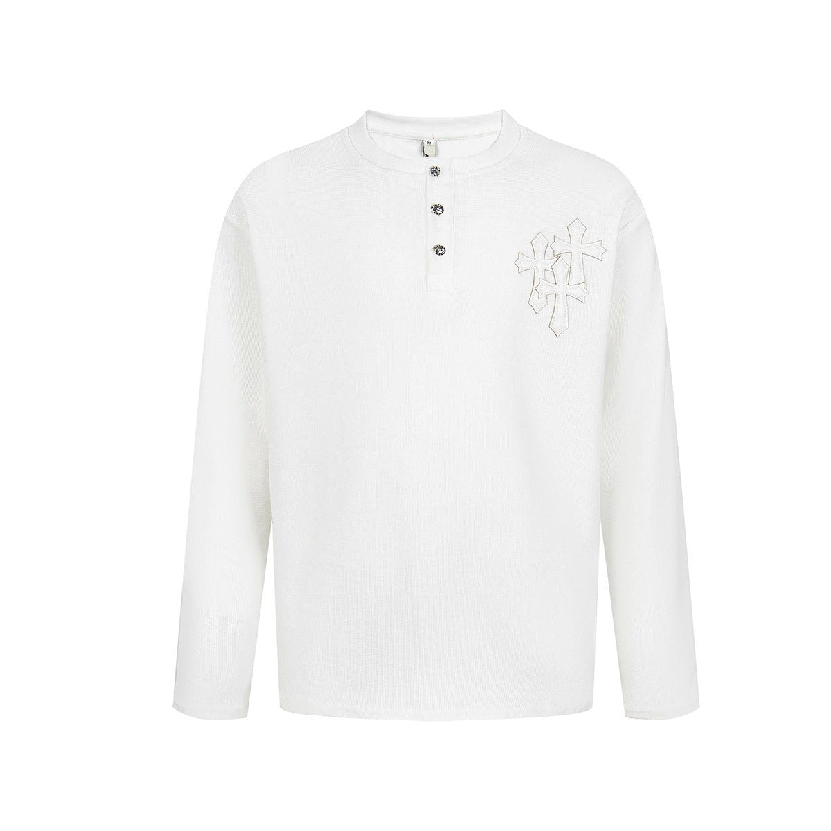 Cross Patchwork Waffle Henry Long Sleeve T-Shirt MB7421