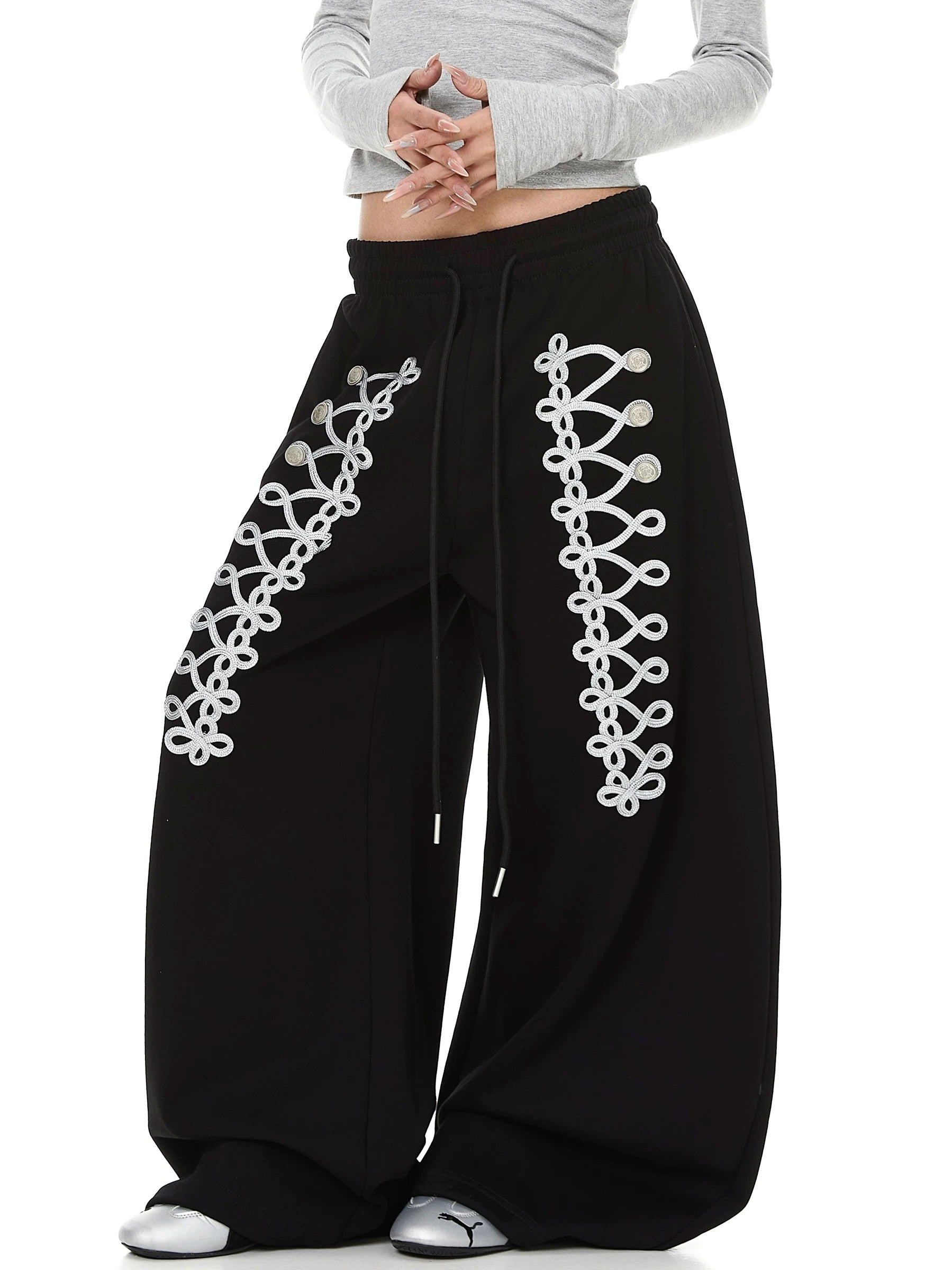 【上下別売り】Lace-Up Design Wide Curve Sweat Pants MB7441
