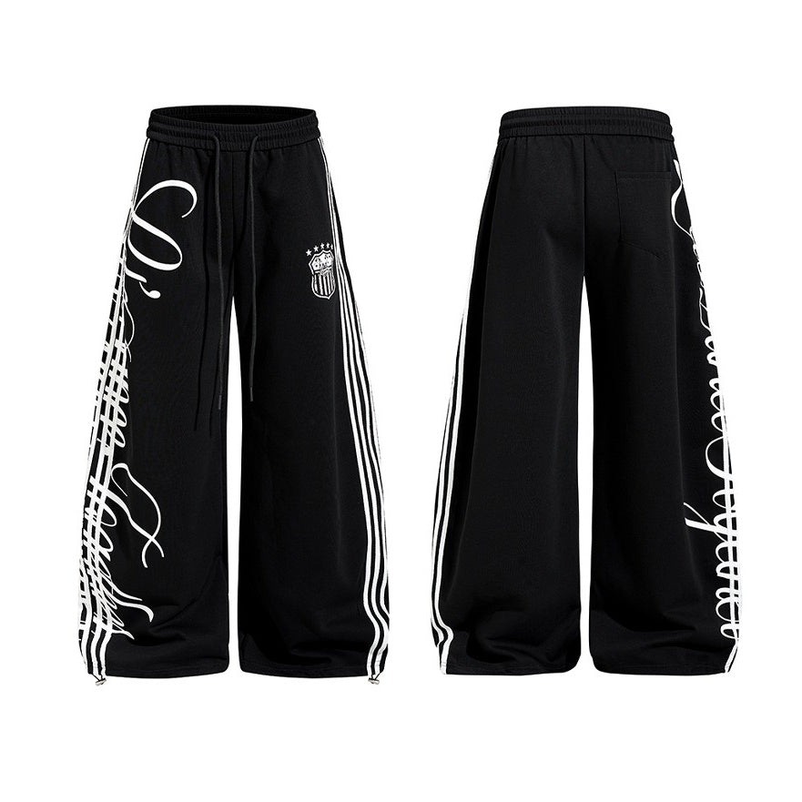 Side Line Letter Print Loose Sweat Pants MB7405