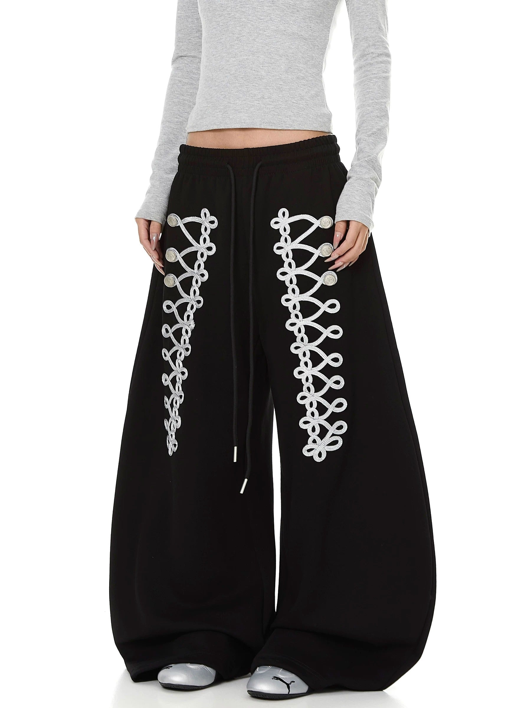 【上下別売り】Lace-Up Design Wide Curve Sweat Pants MB7441