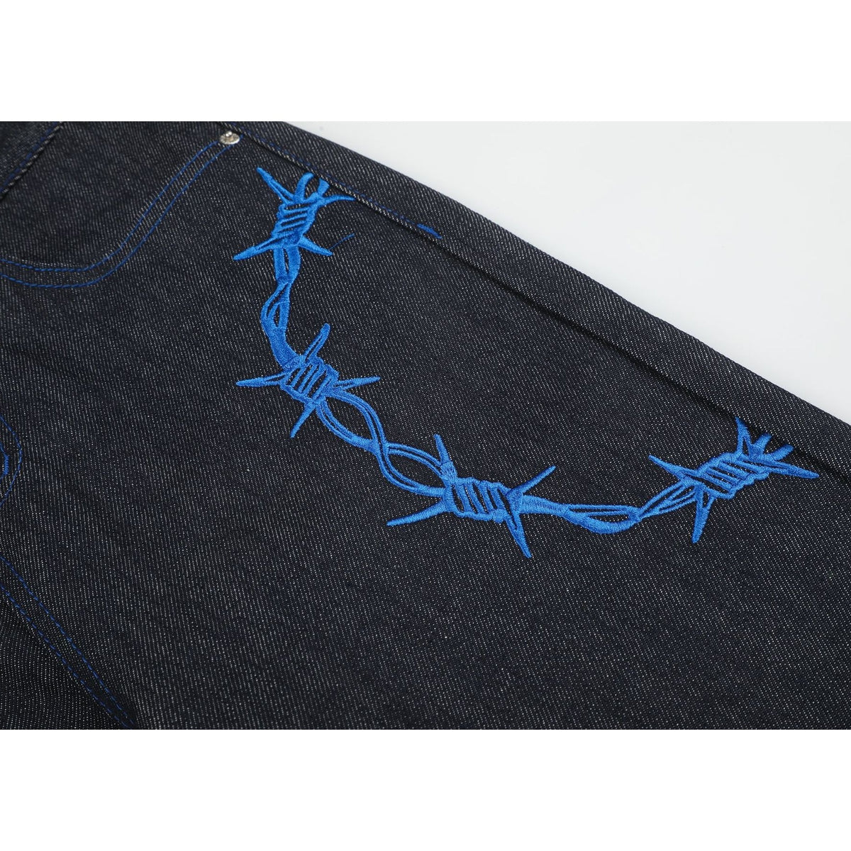 Graphic Embroidery Loose Straight Jeans MB7470