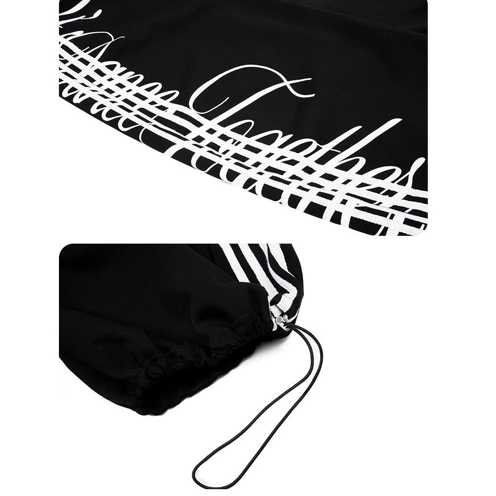Side Line Letter Print Loose Sweat Pants MB7405