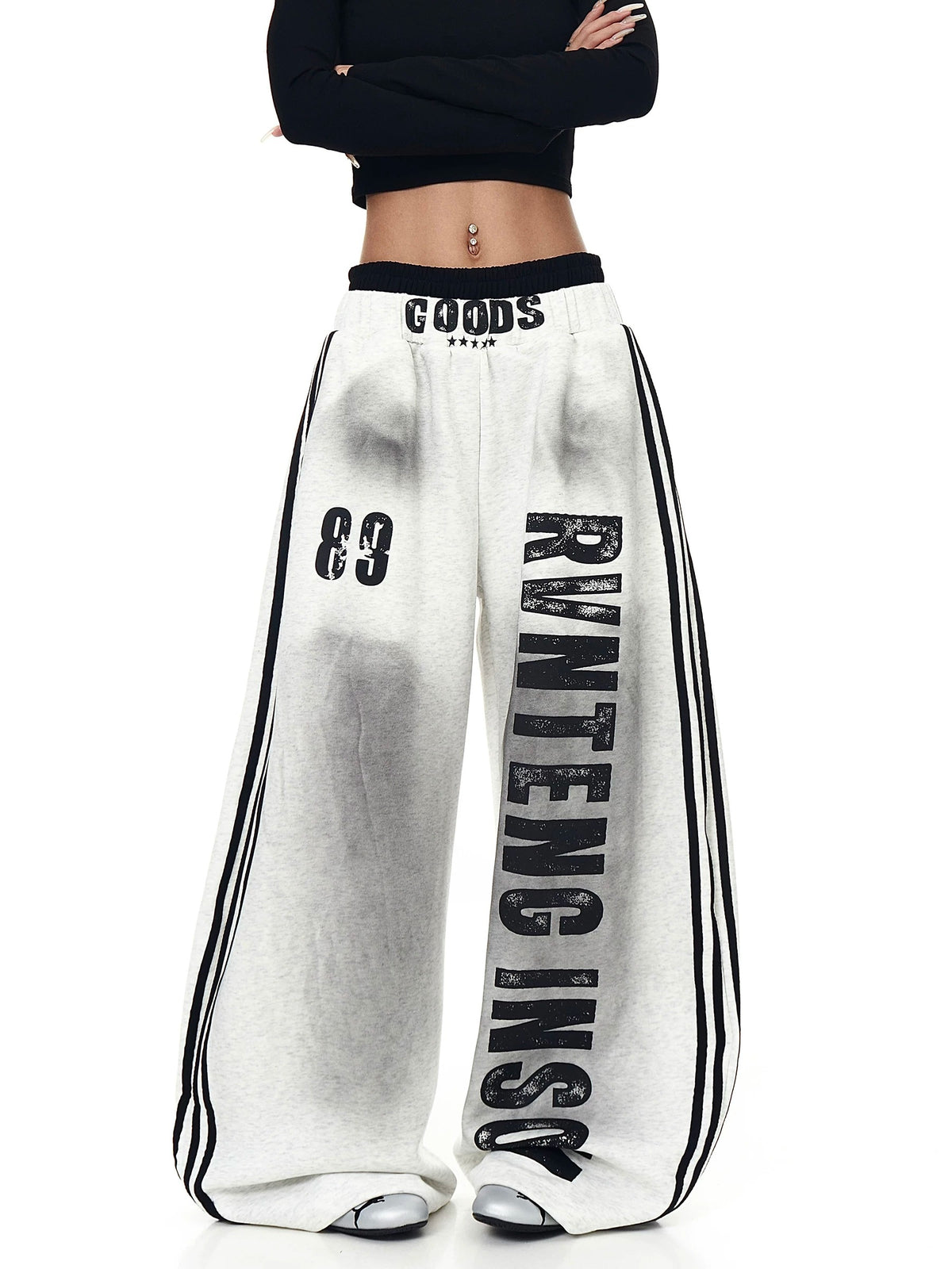 Side-Line Distress Curved Sweat Pants MB7453