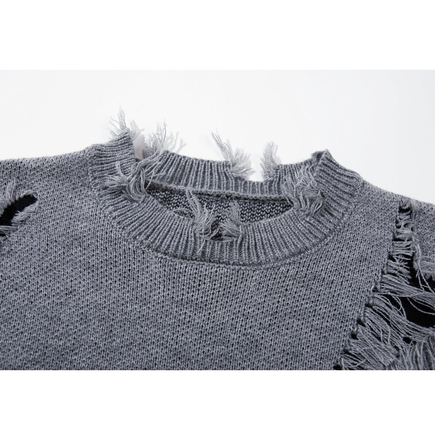 Ripped Tassel Jacquard Sweater MB7417