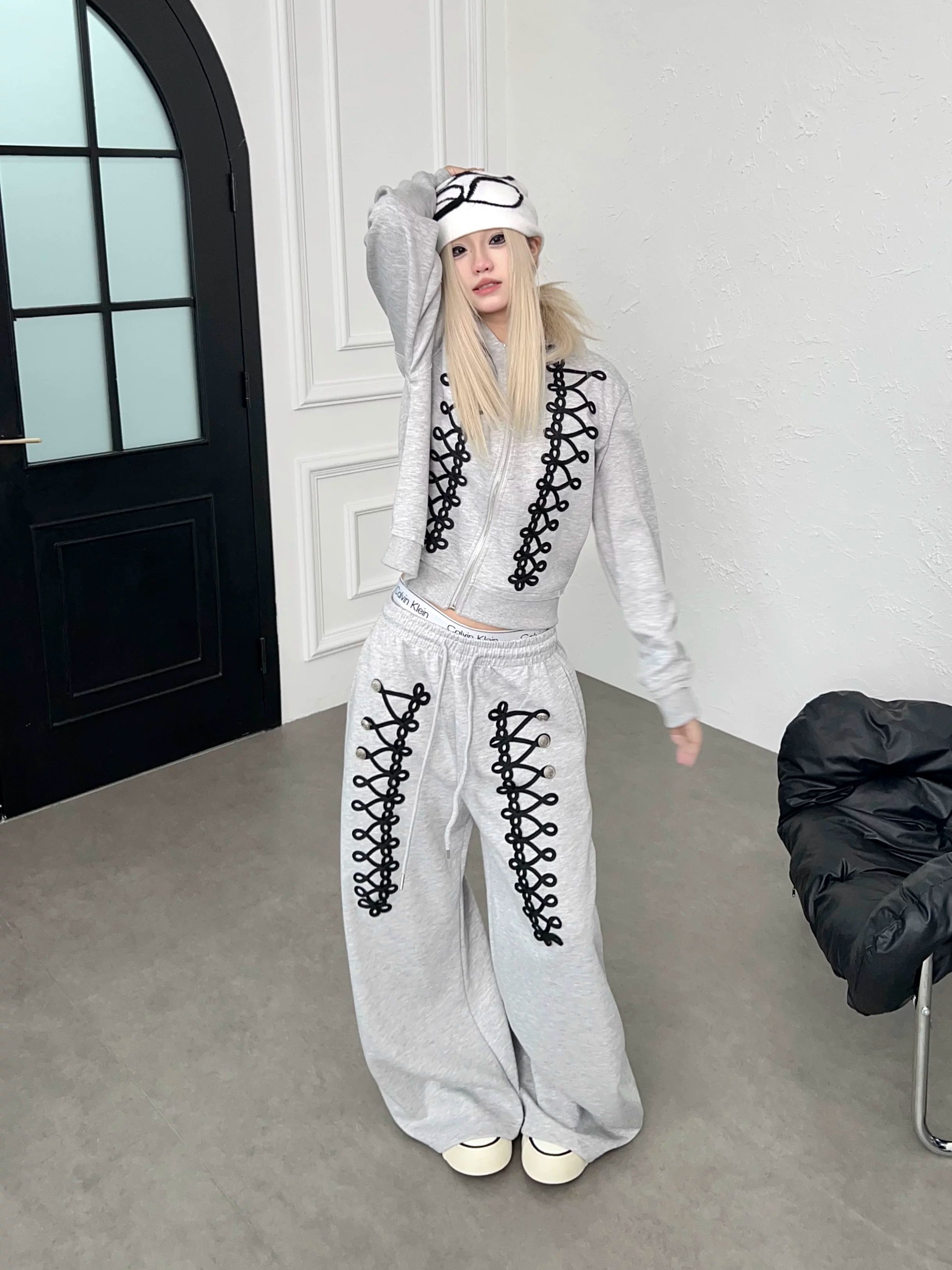 Code Embroidery Zip Hooded Parka MB7442