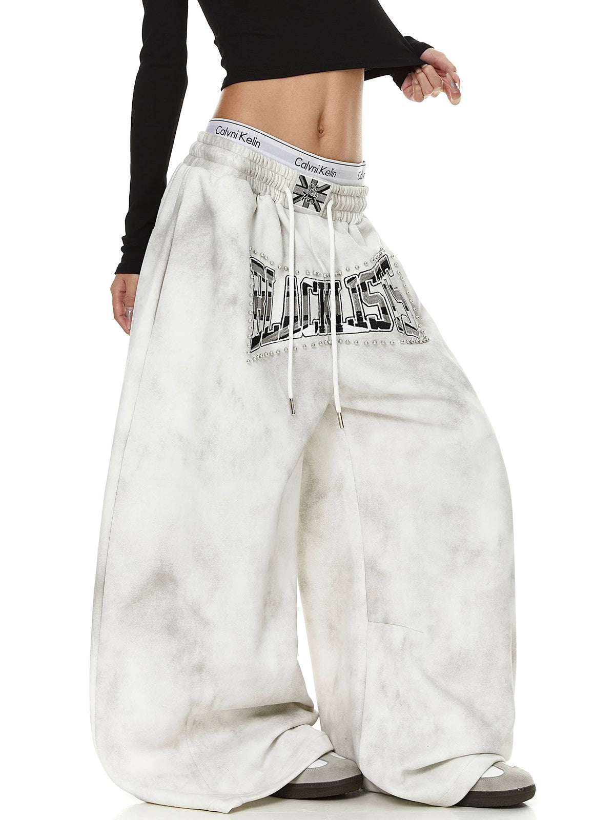 Heavy-Duty Beaded Letter Sweat Pants MB7449