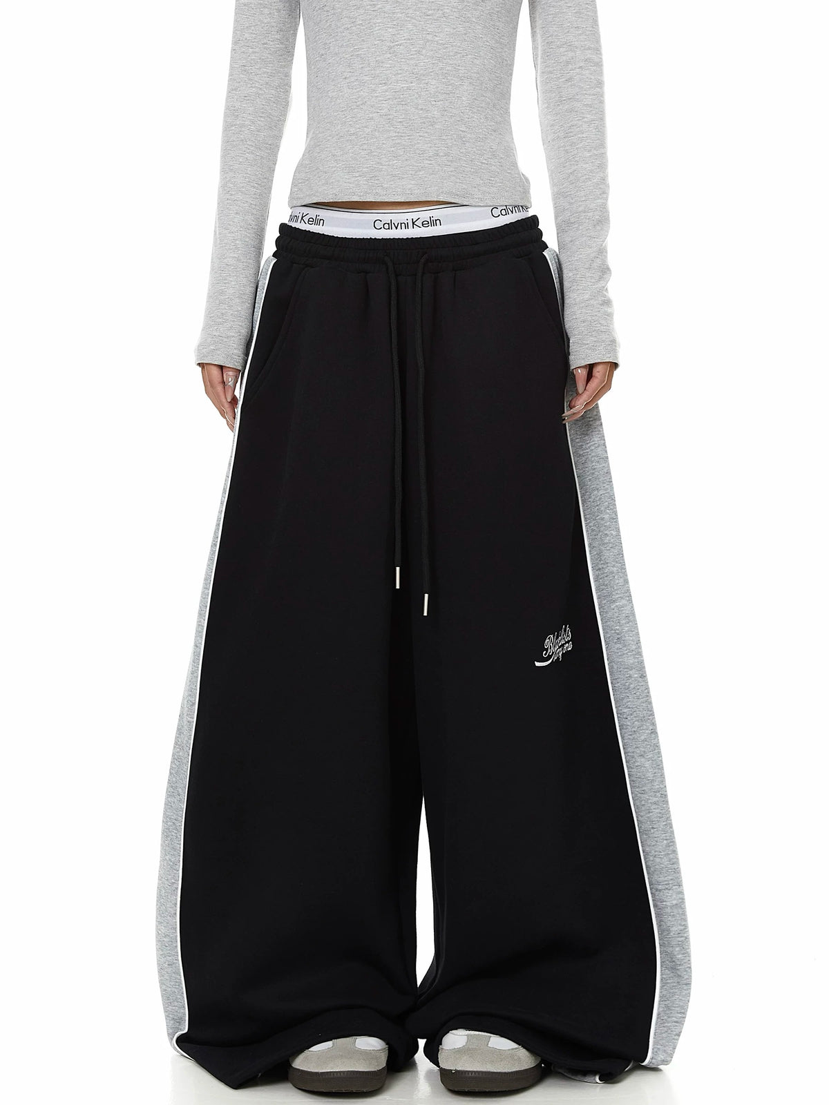 Color-Block Striped Curved Sweat Pants MB7448