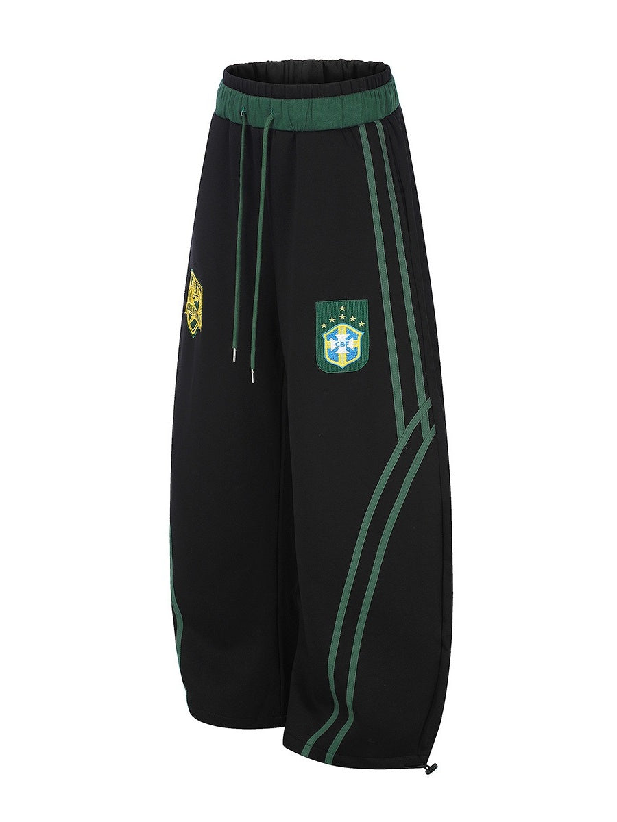 Emblem Double-Waist Striped Curved Sweat Pants MB7461