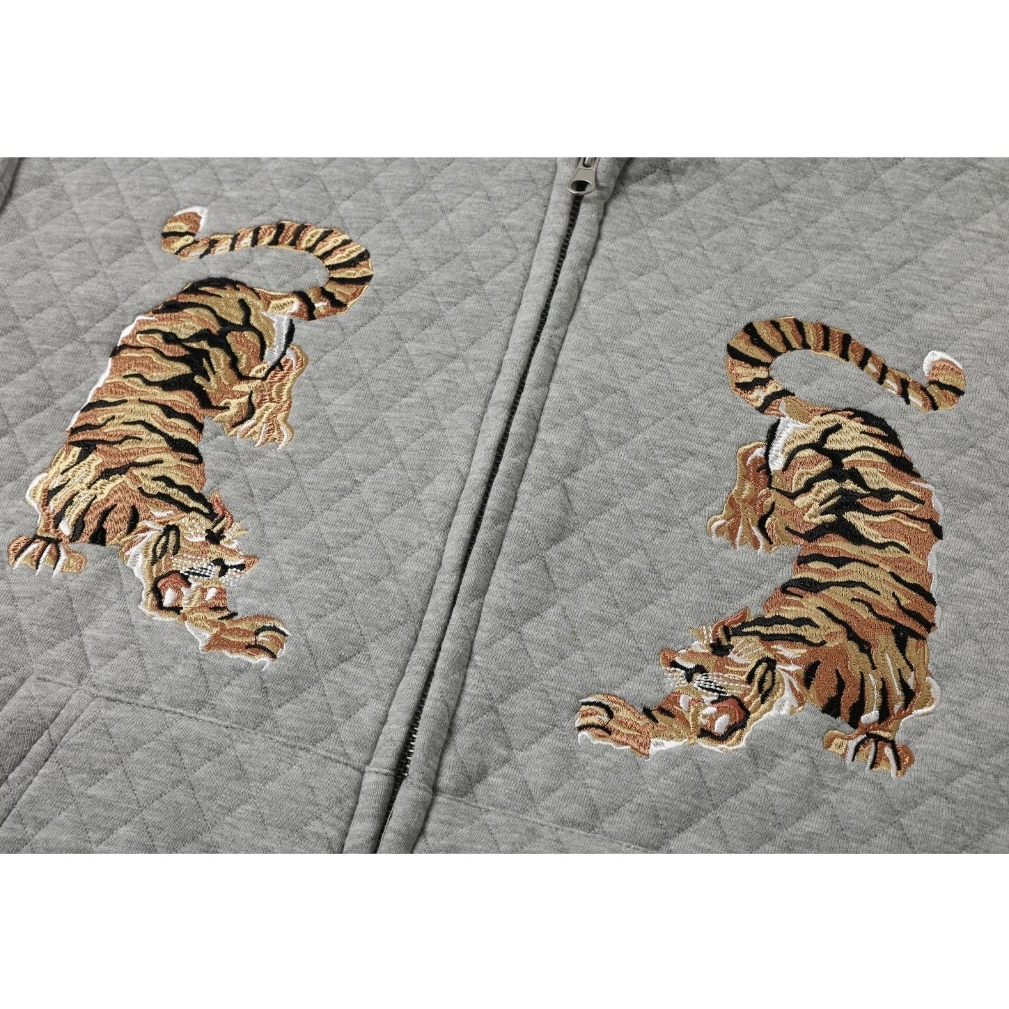 Embroidered Diamond Quilted Hoodie Jacket MB7423