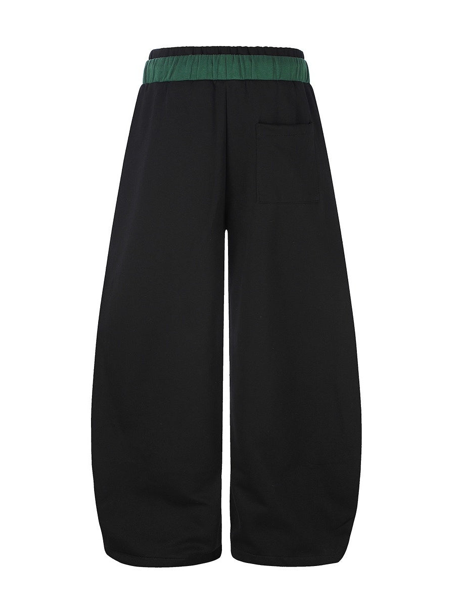 Emblem Double-Waist Striped Curved Sweat Pants MB7461