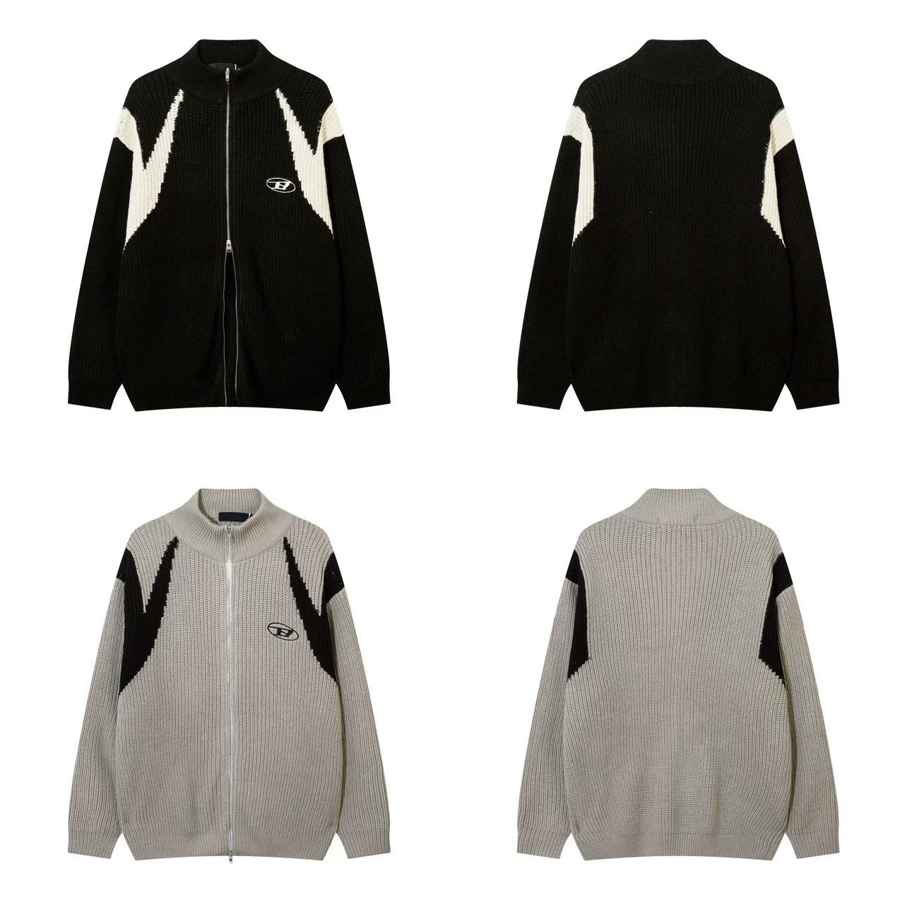 Color-Blocking Knitted Zip Jacket MB7418