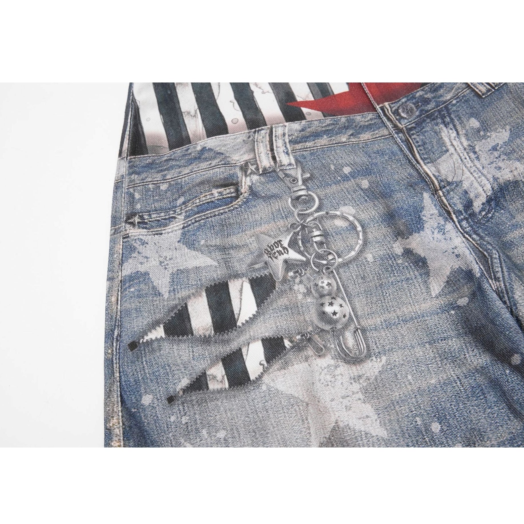 Star Printed Double-Waist Curve Jeans MB7424