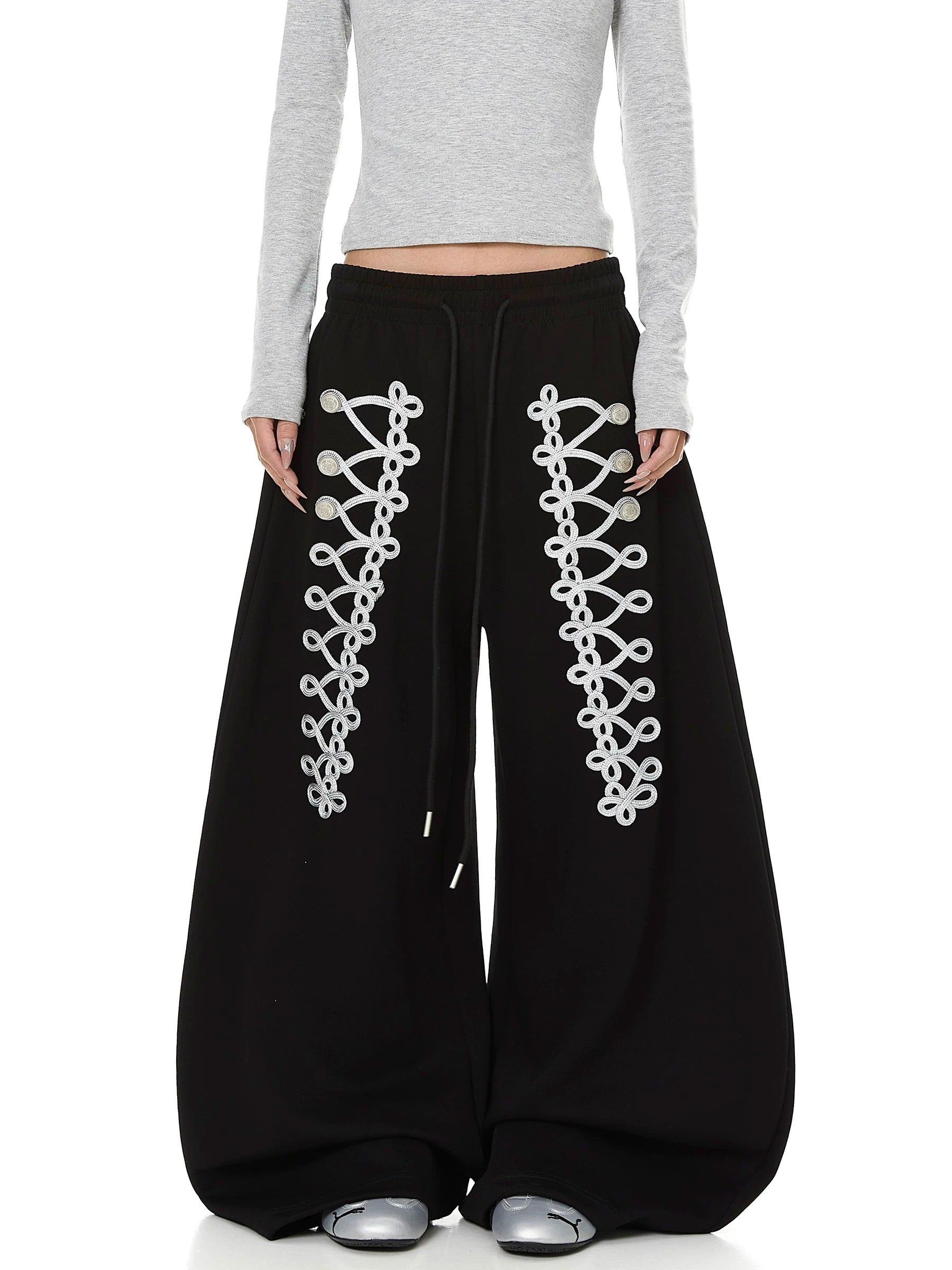 【上下別売り】Lace-Up Design Wide Curve Sweat Pants MB7441