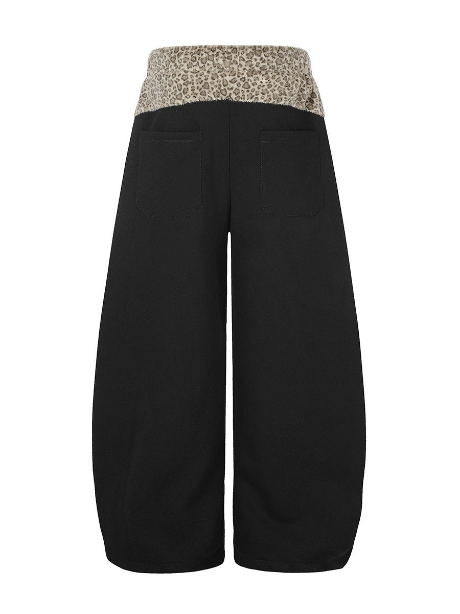 Leopard Print Patchwork Loose Sweat Pants MB7439
