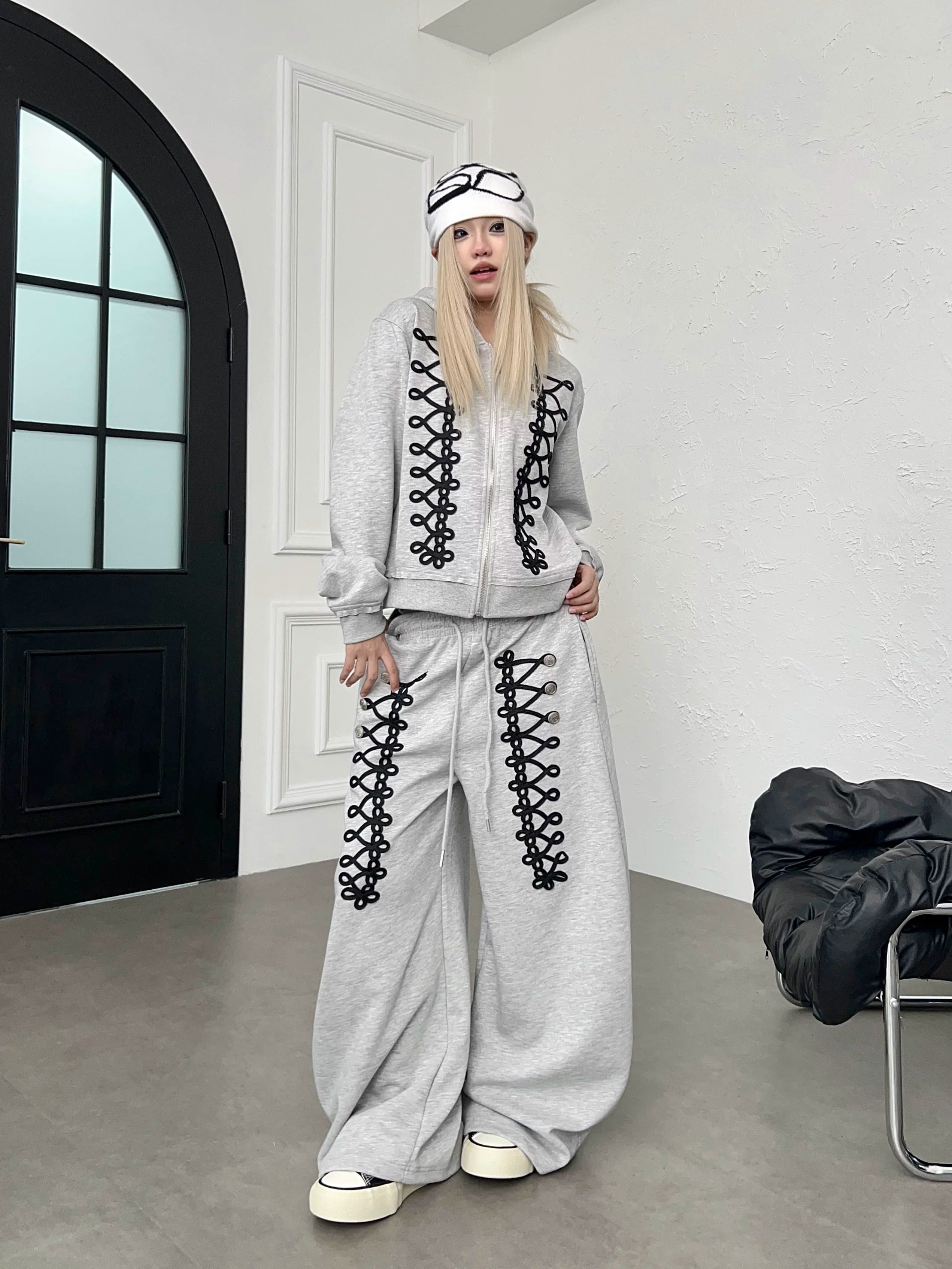 Code Embroidery Zip Hooded Parka MB7442