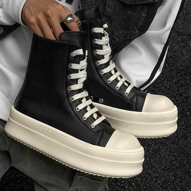 High-Top Zipper Design Lace-up Sneaker MB7429