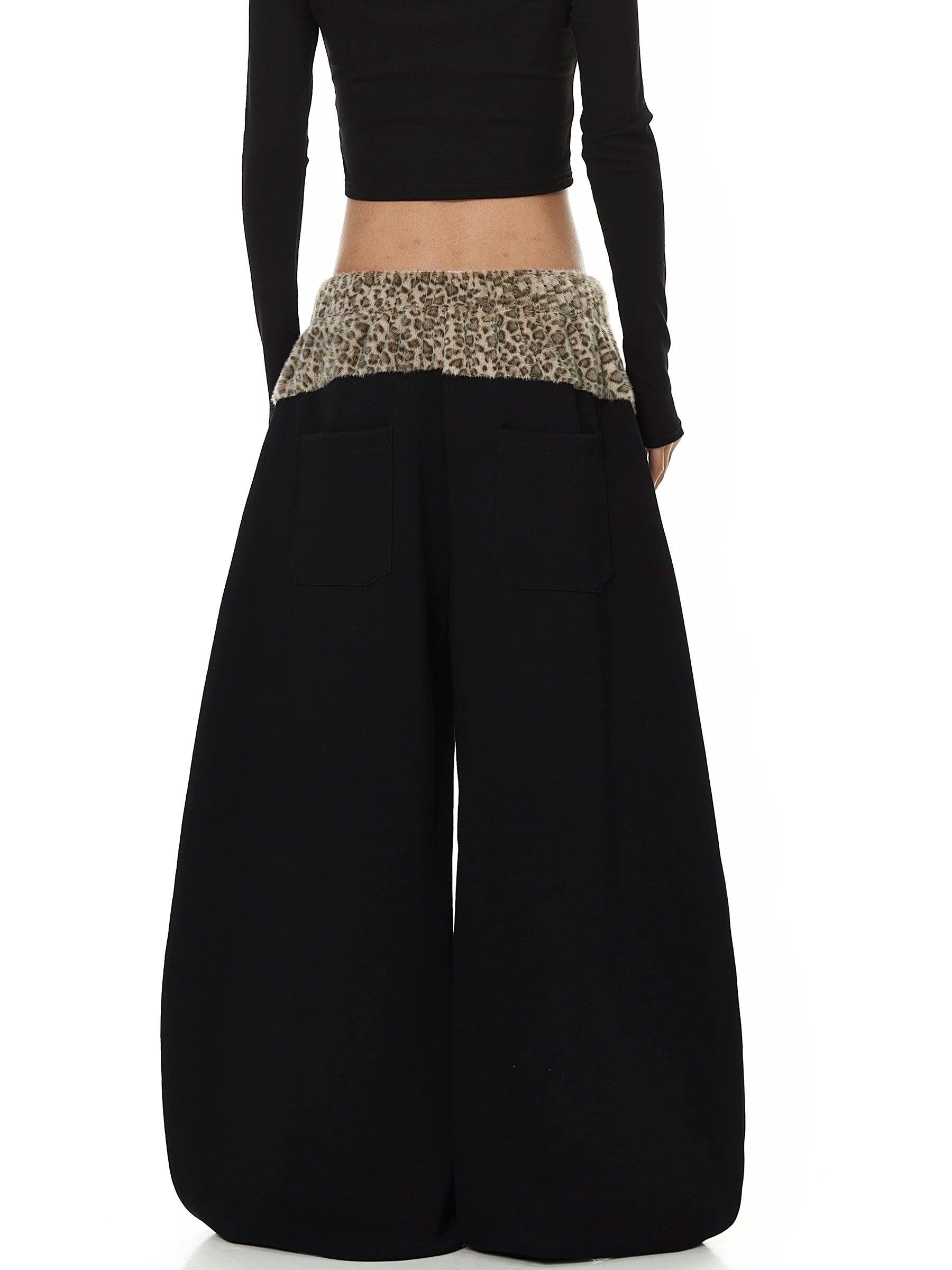 Leopard Print Patchwork Loose Sweat Pants MB7439