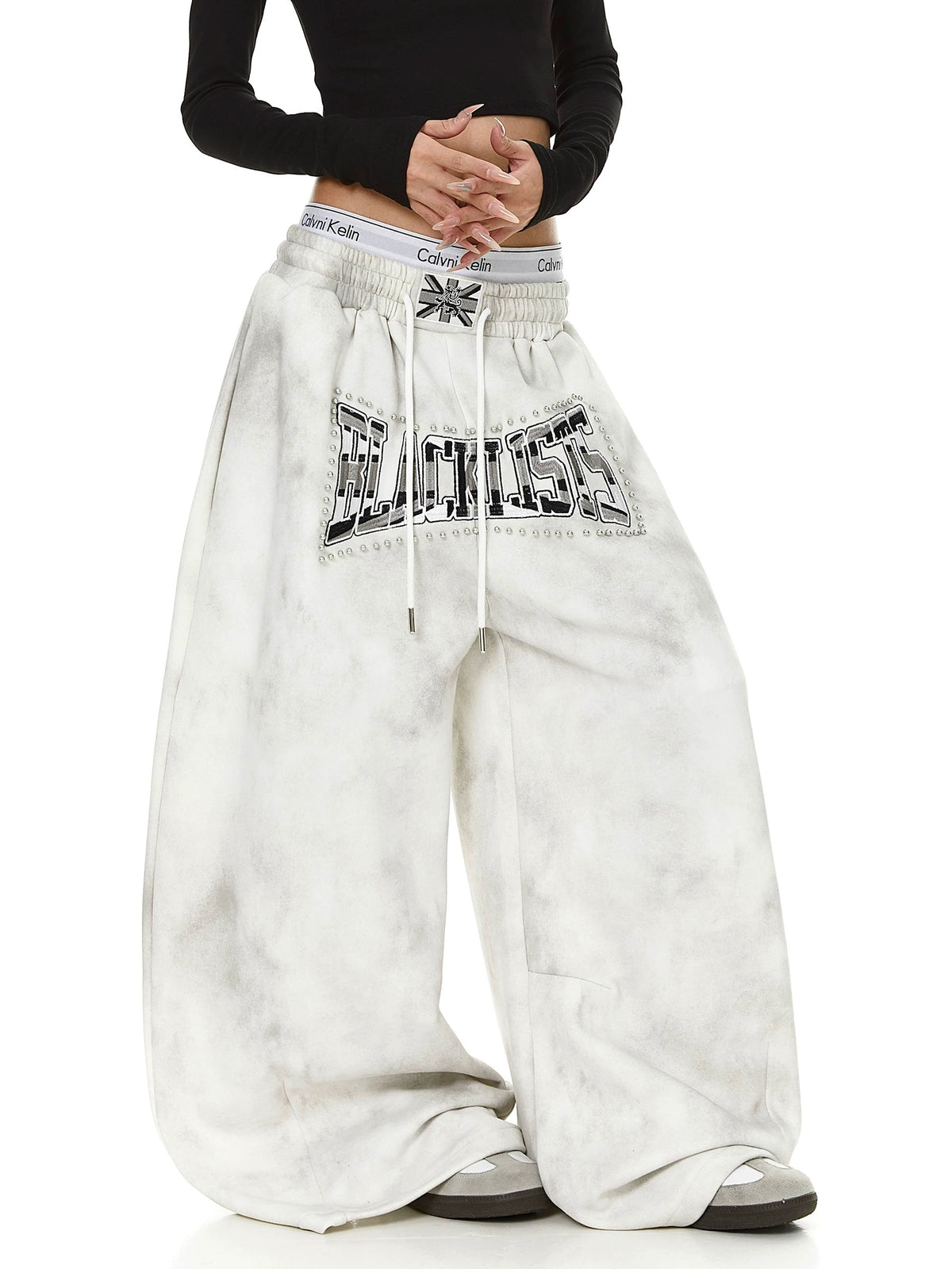 Heavy-Duty Beaded Letter Sweat Pants MB7449