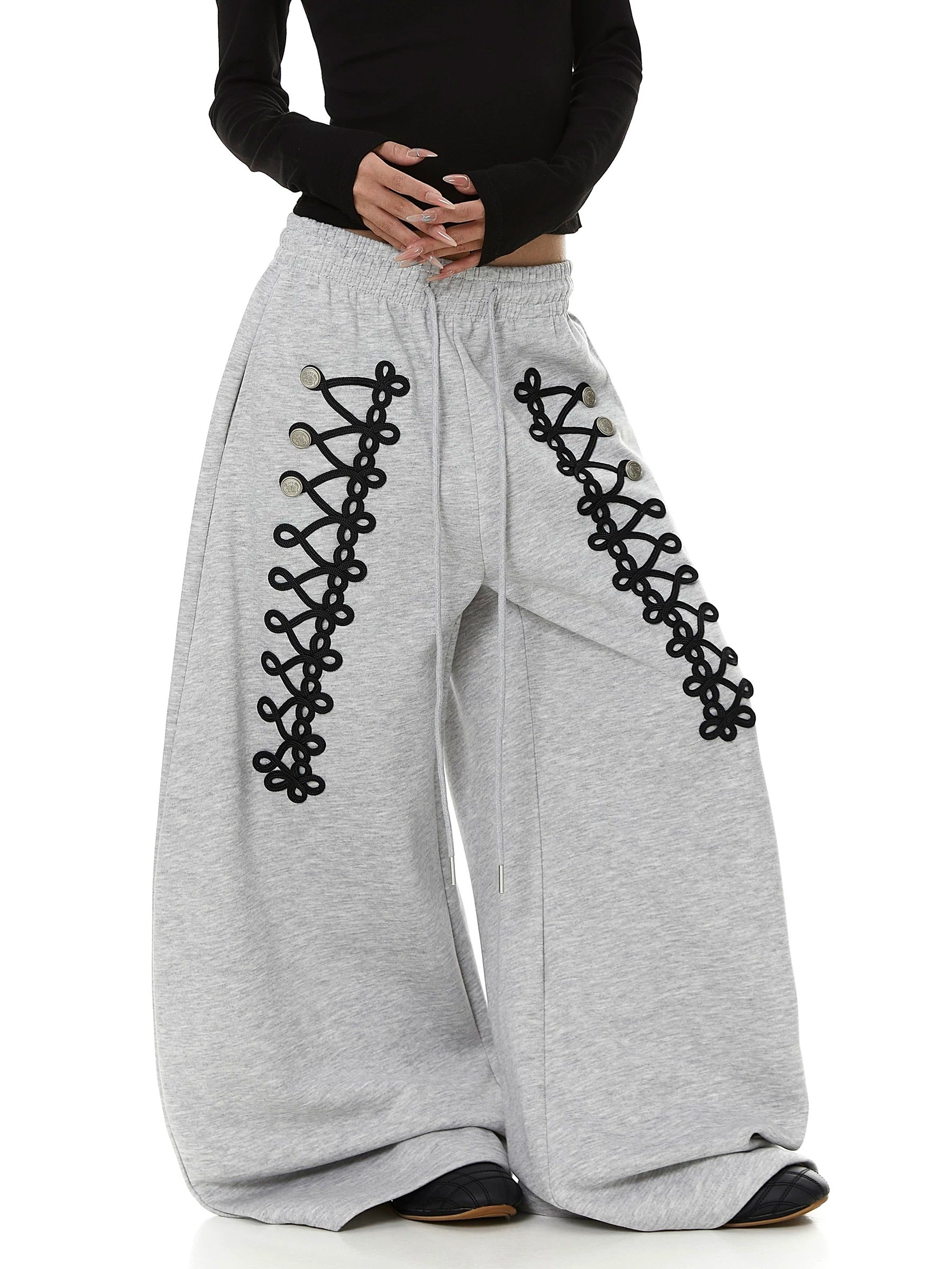 【上下別売り】Lace-Up Design Wide Curve Sweat Pants MB7441