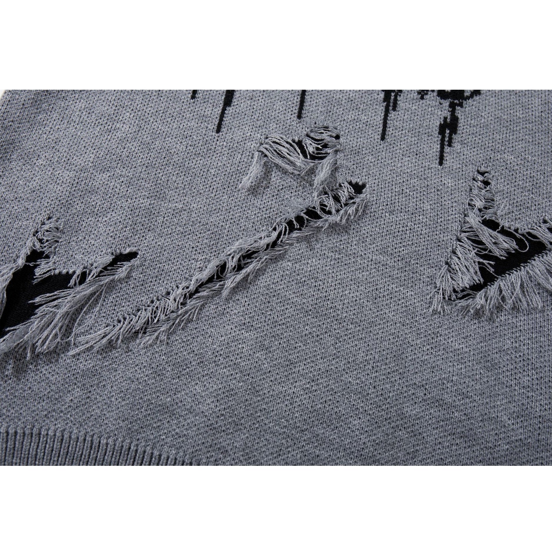 Ripped Tassel Jacquard Sweater MB7417