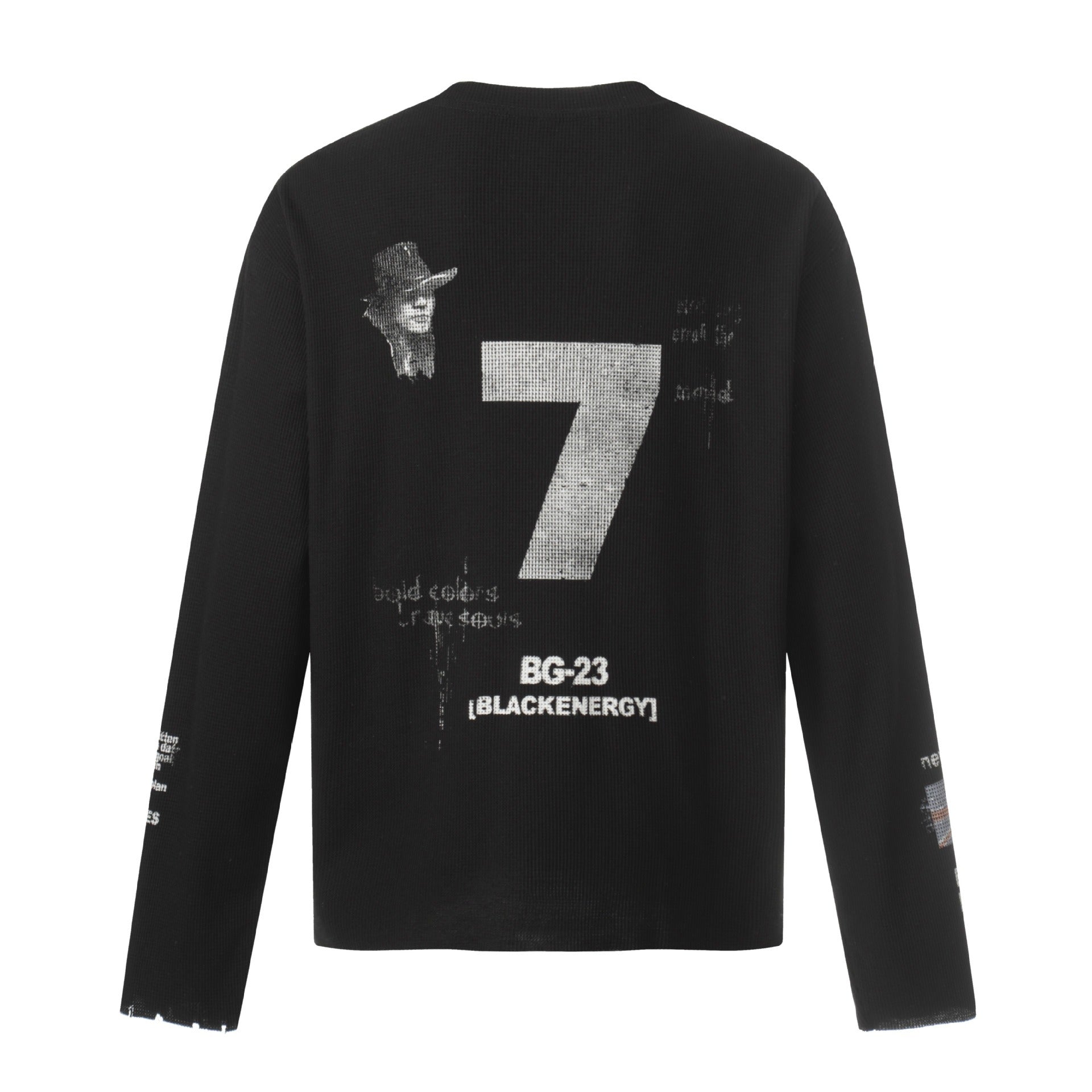 British-style Printed Long Sleeve Waffle T-shirt MB7413