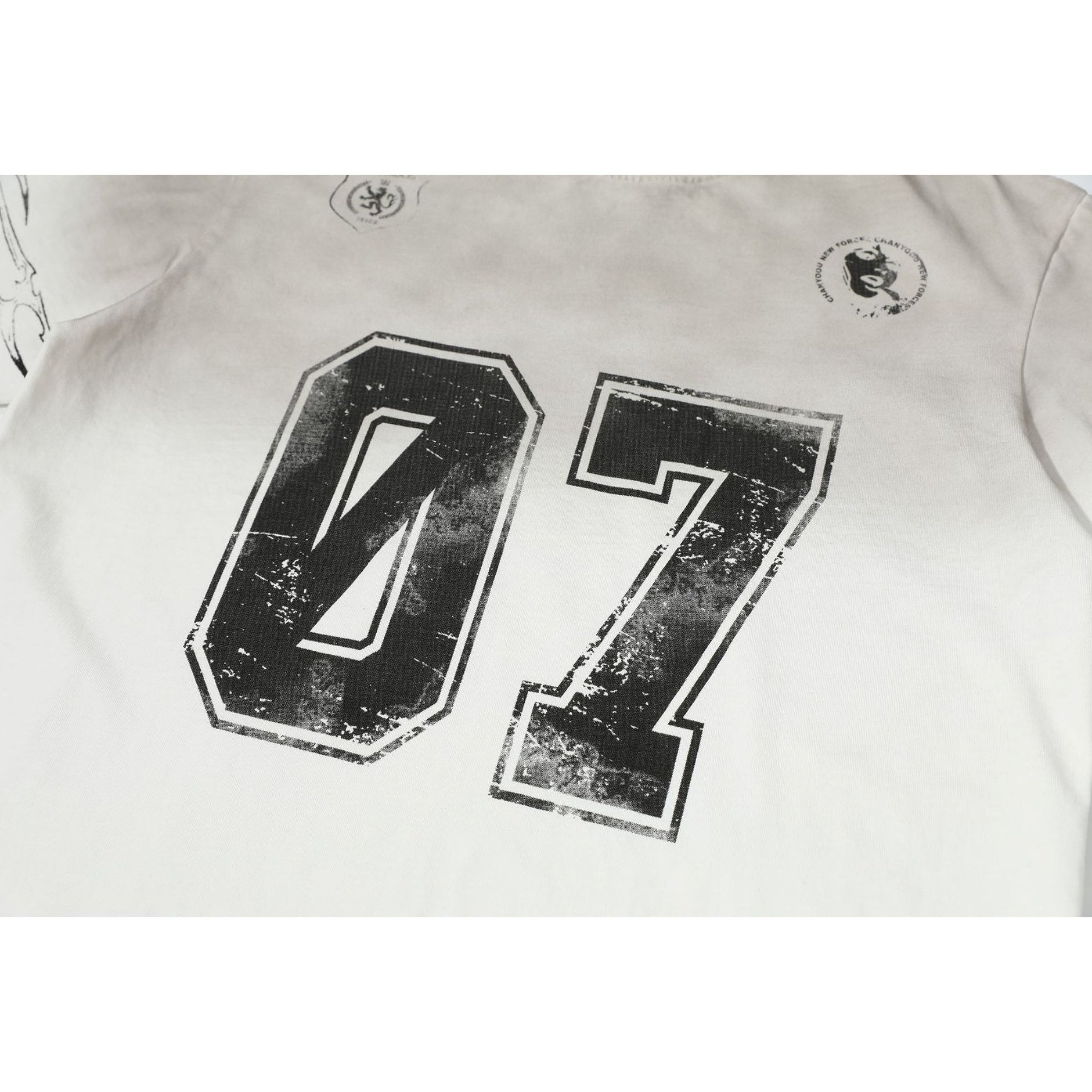 Dirty Dye Distressed Numbering Printed T-Shirt MB7415