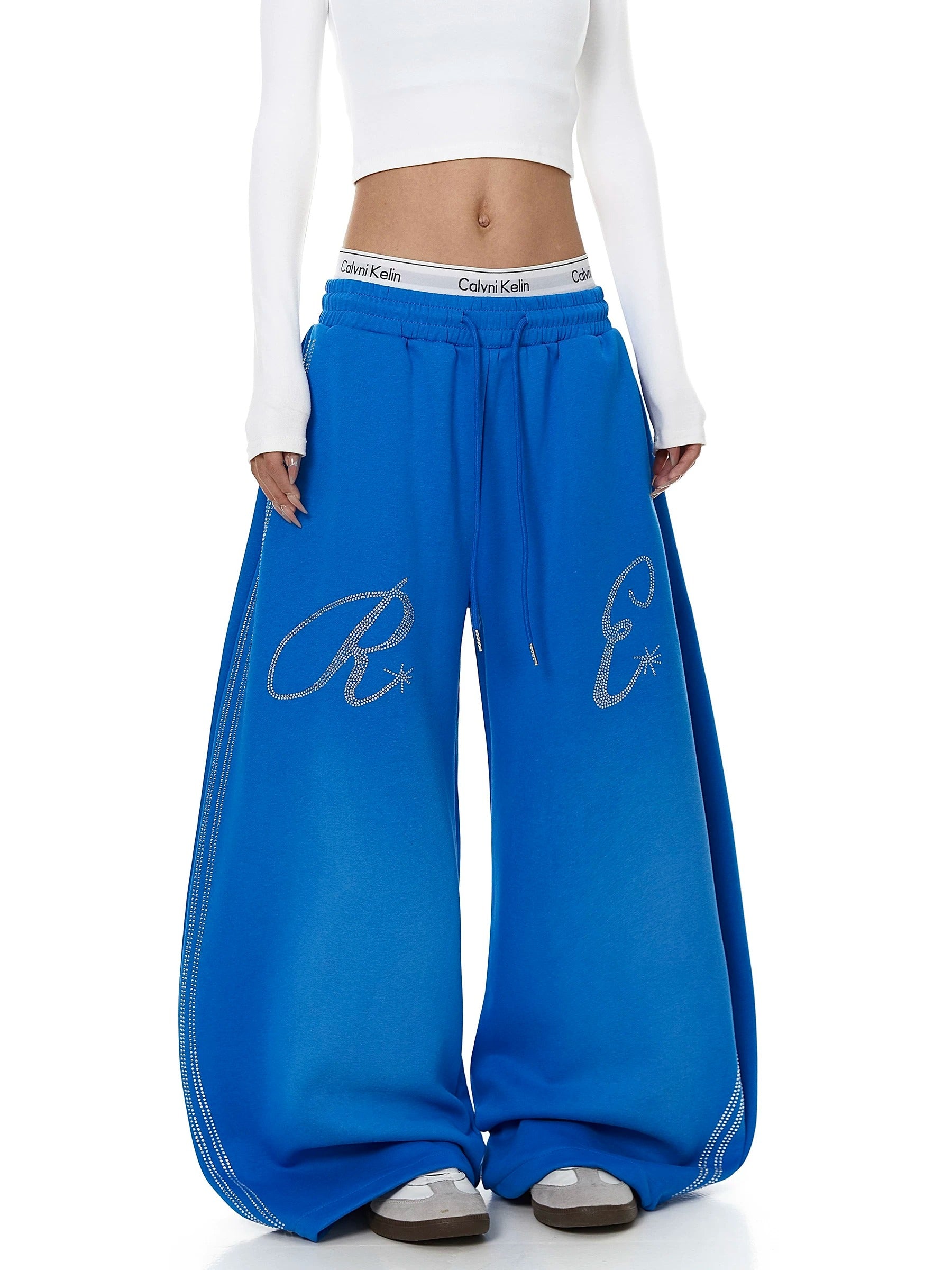 Rhinestone-Inspired Wide-leg Sweat Pants MB7438