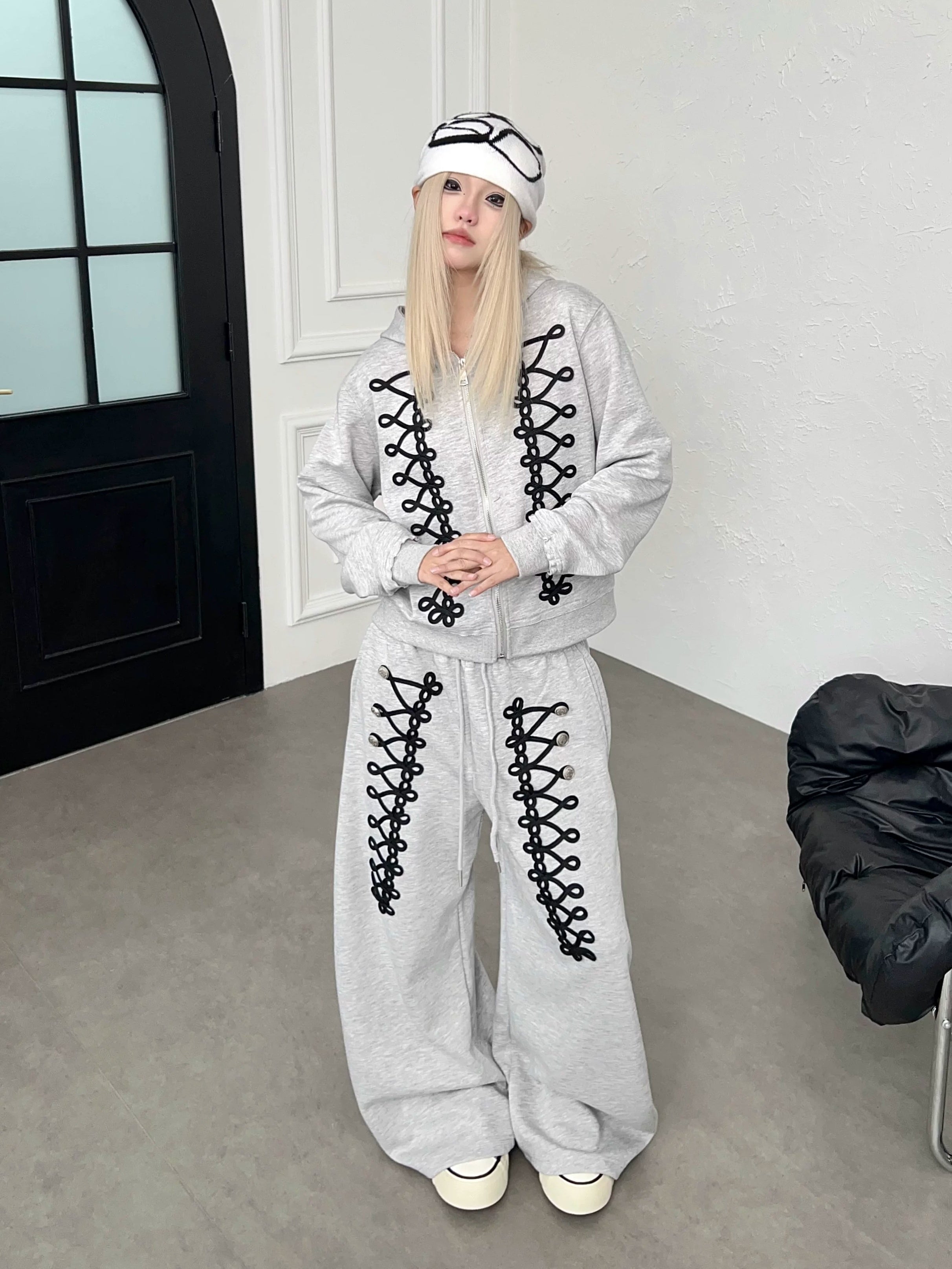 Code Embroidery Zip Hooded Parka MB7442