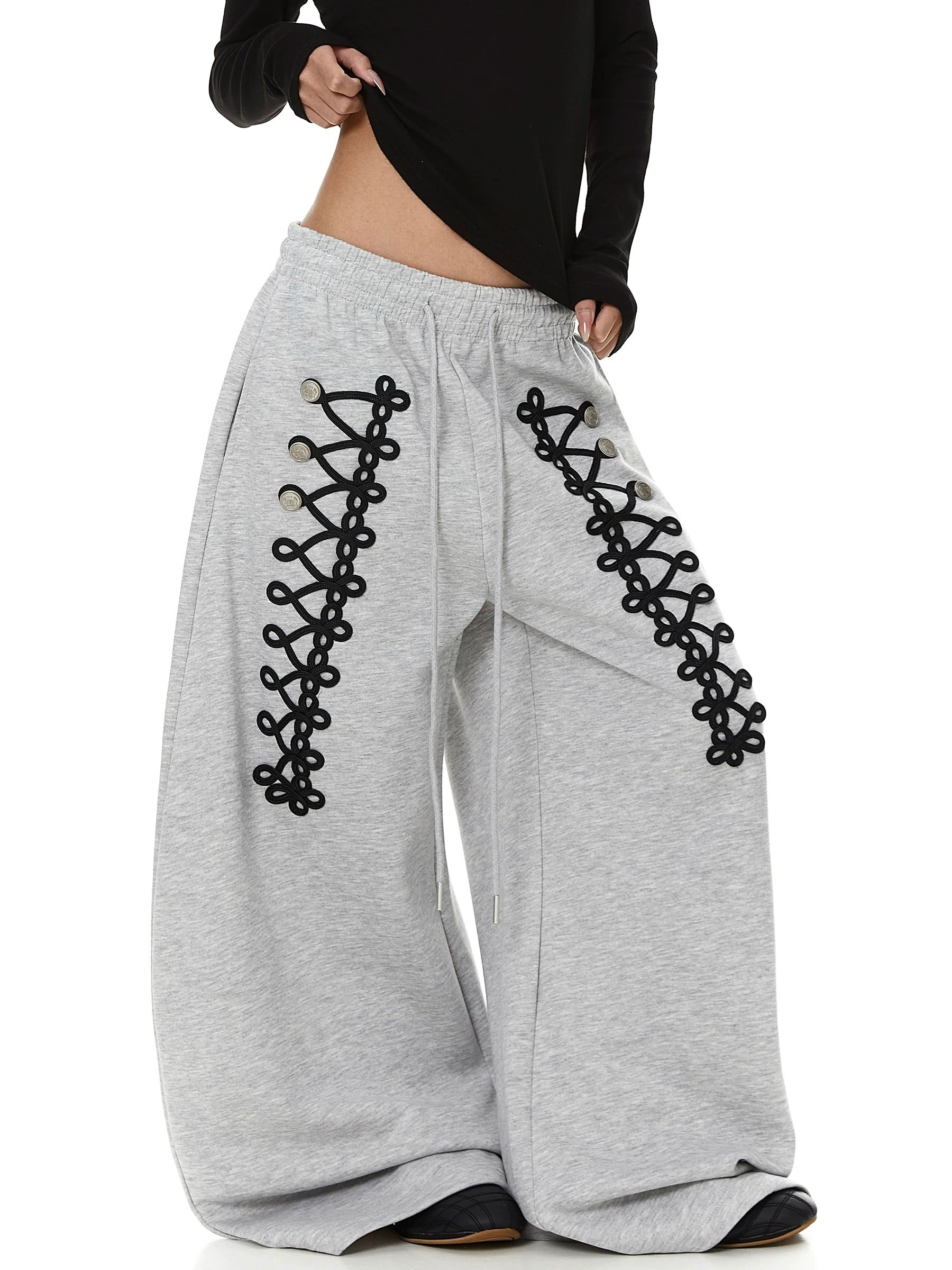 【上下別売り】Lace-Up Design Wide Curve Sweat Pants MB7441