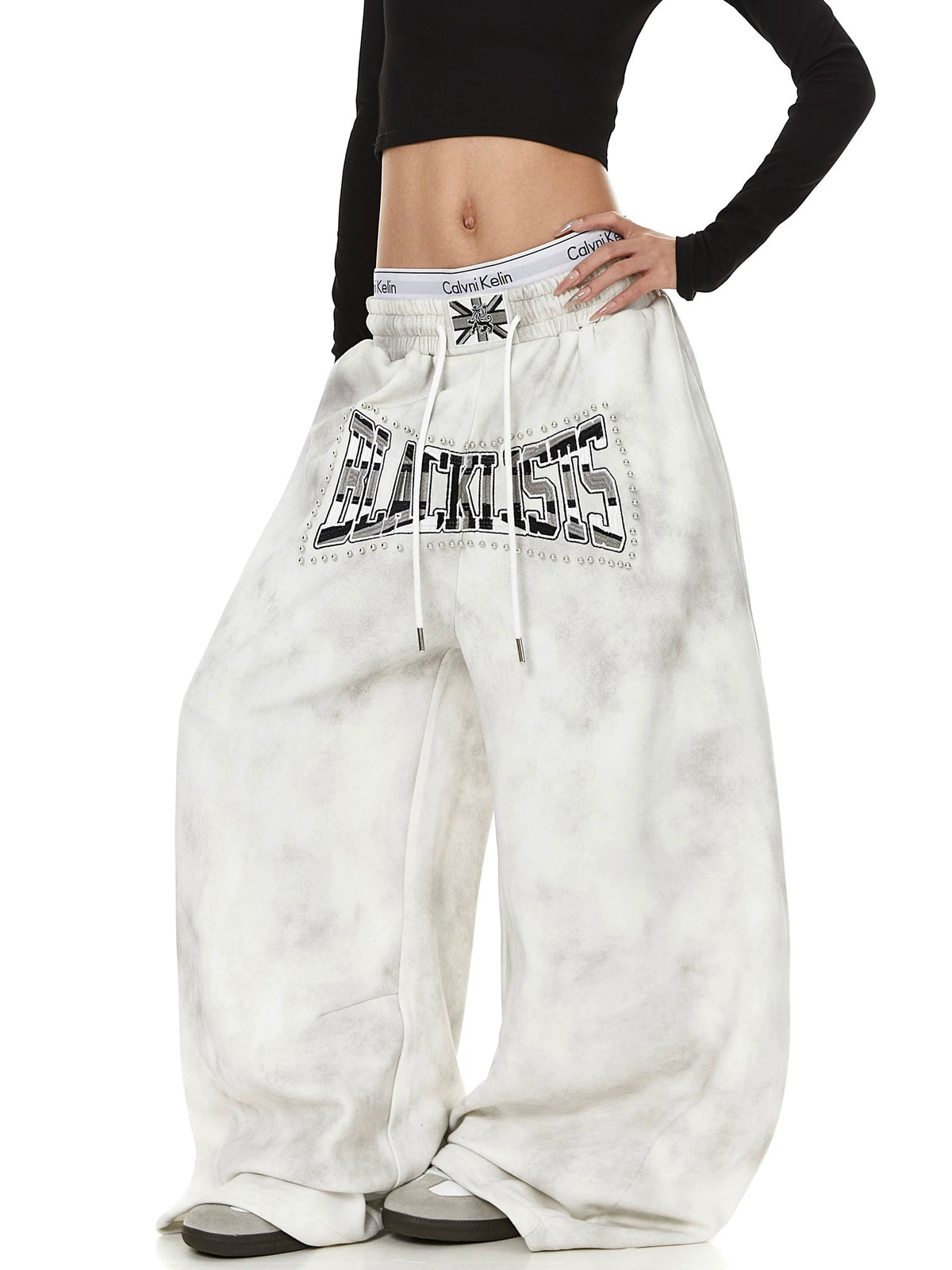 Heavy-Duty Beaded Letter Sweat Pants MB7449