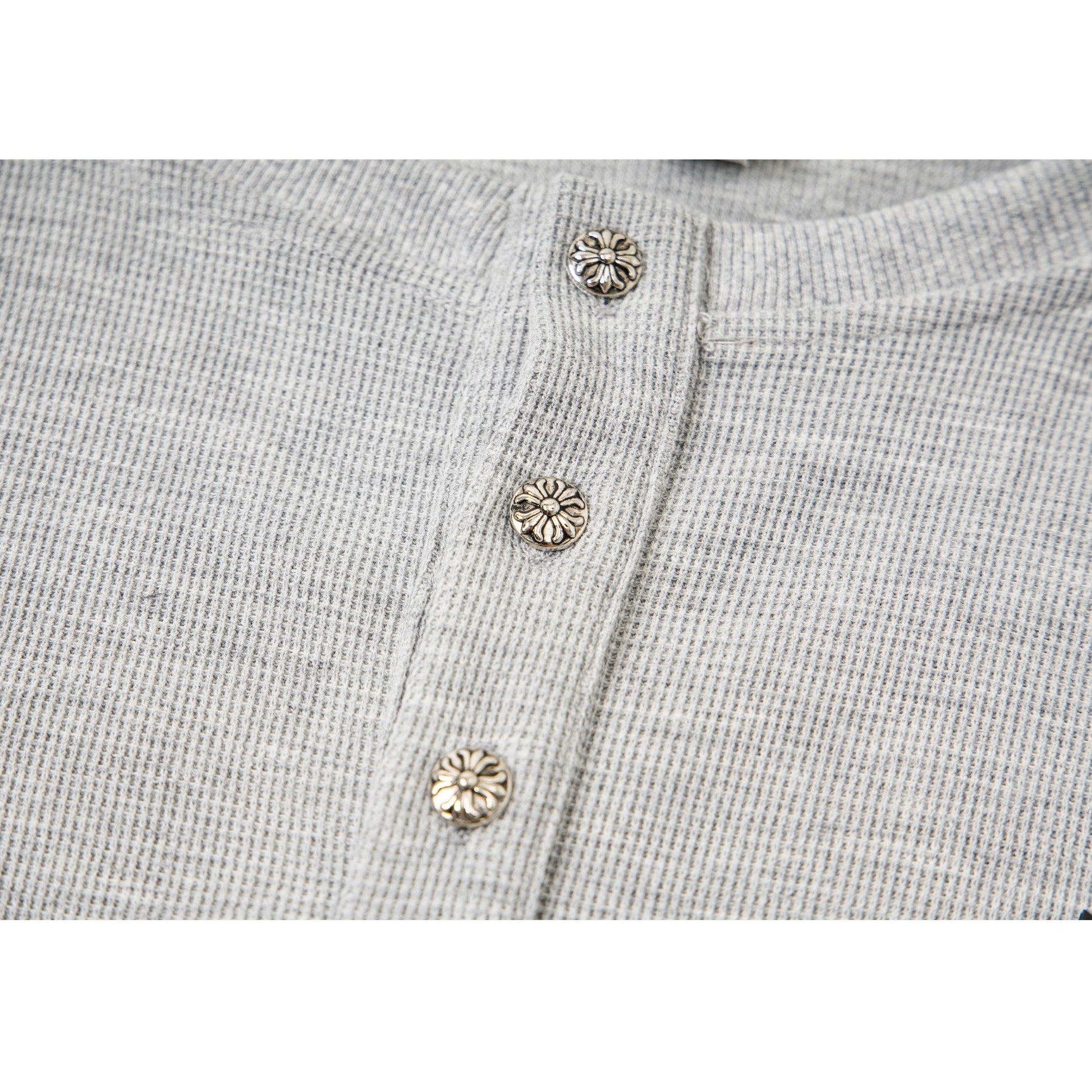 Cross Patchwork Waffle Henry Long Sleeve T-Shirt MB7421