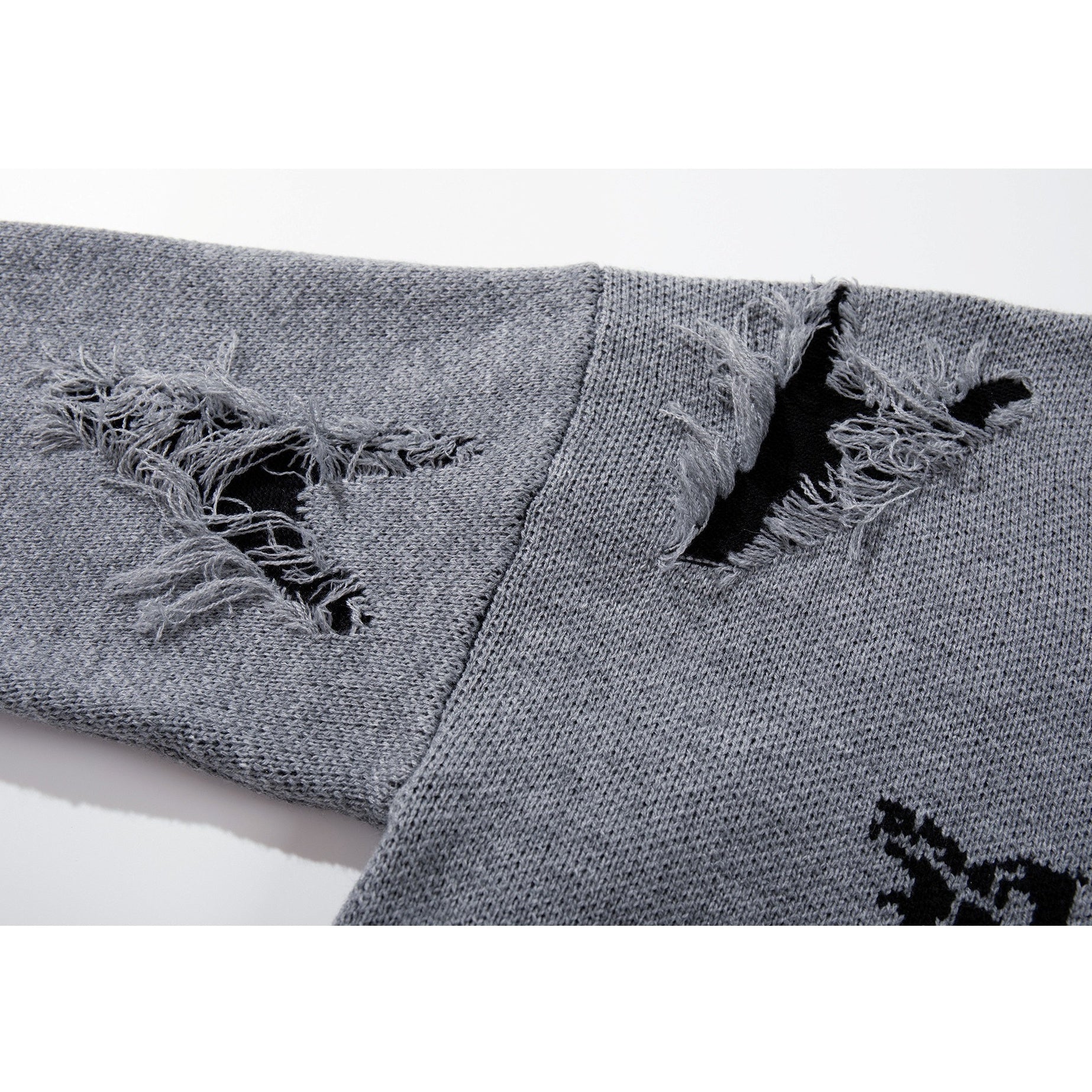 Ripped Tassel Jacquard Sweater MB7417