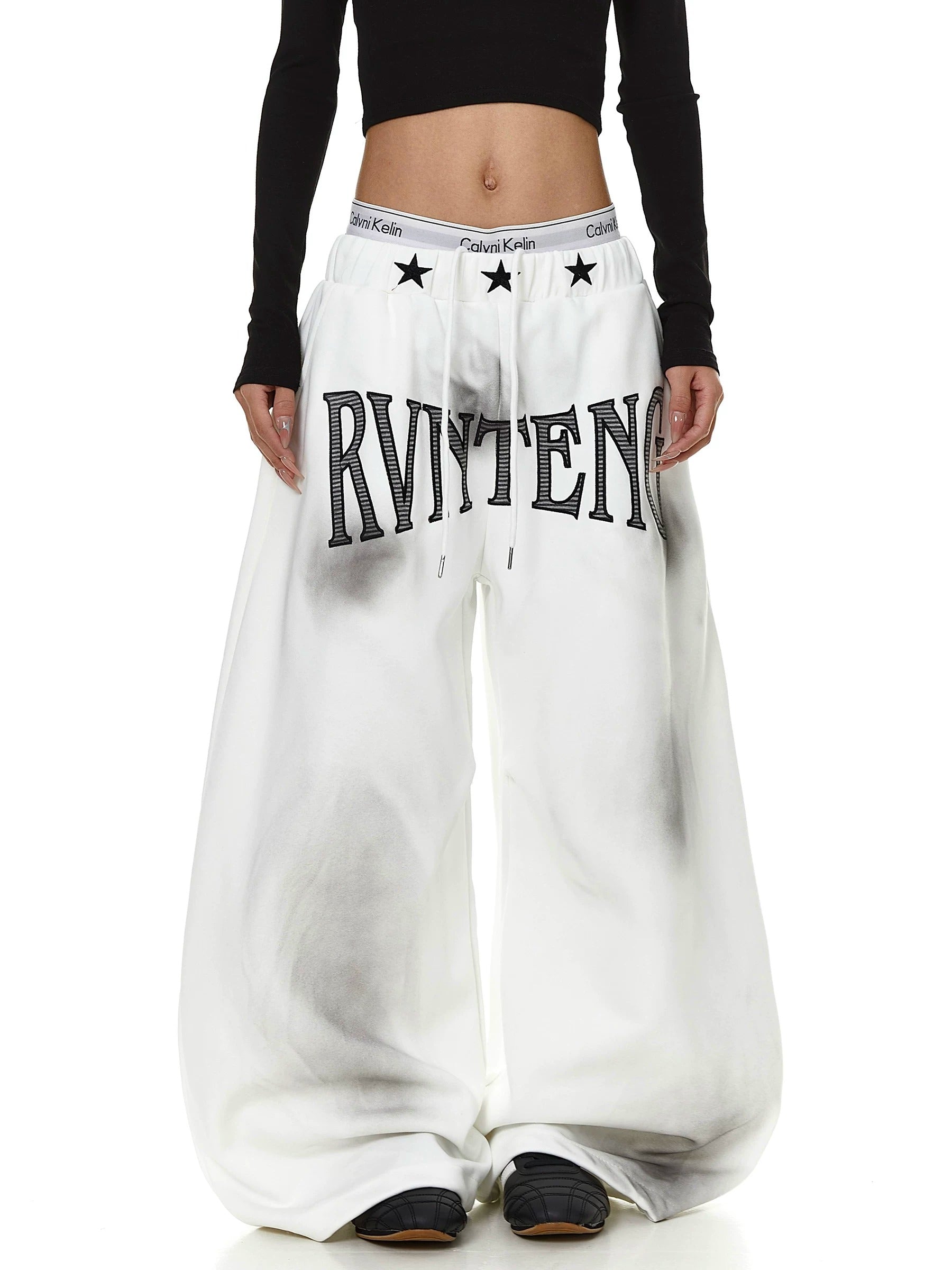 Dirty Dye Embroidered Wide Sweat Pants MB7437