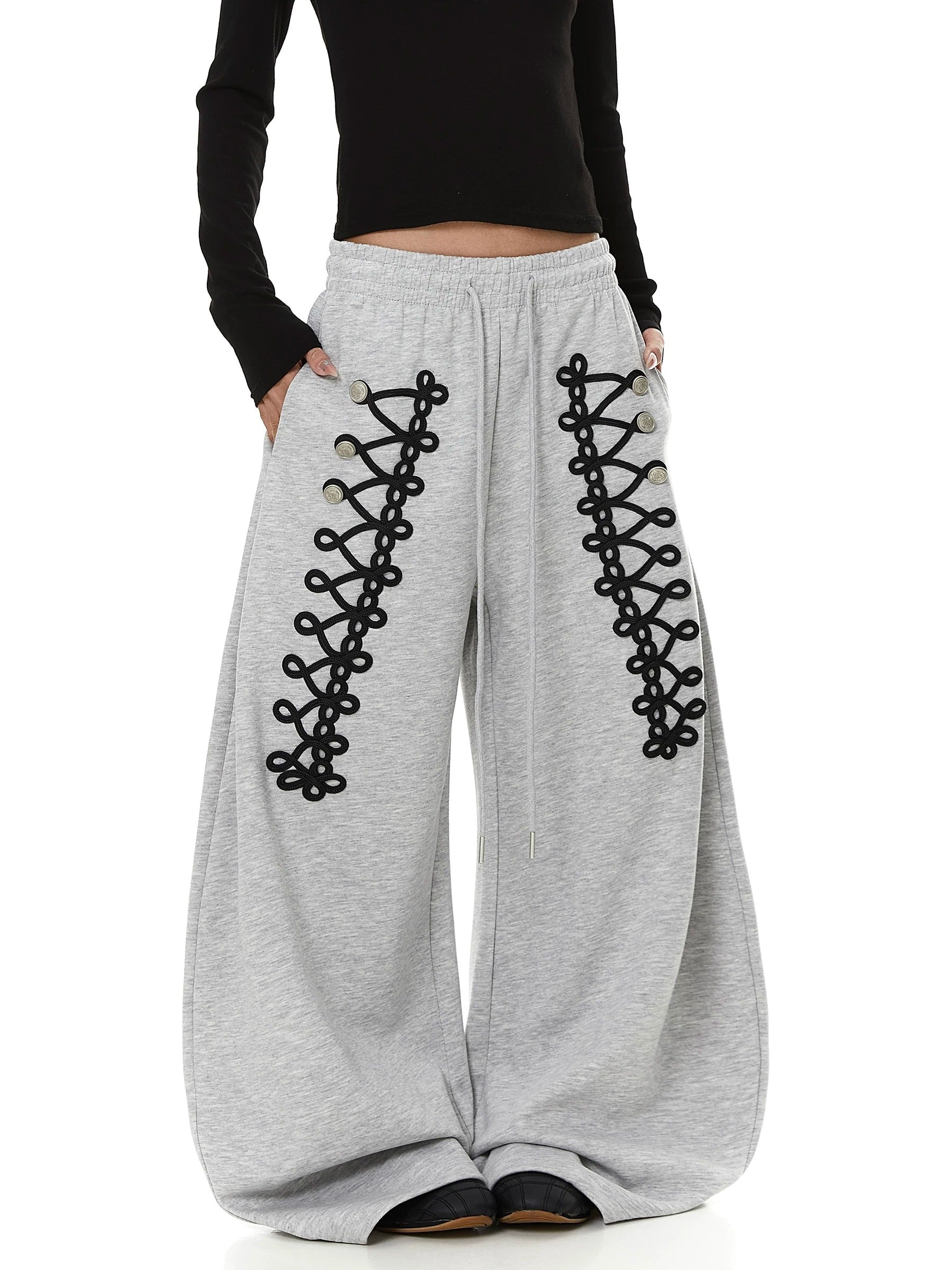 【上下別売り】Lace-Up Design Wide Curve Sweat Pants MB7441