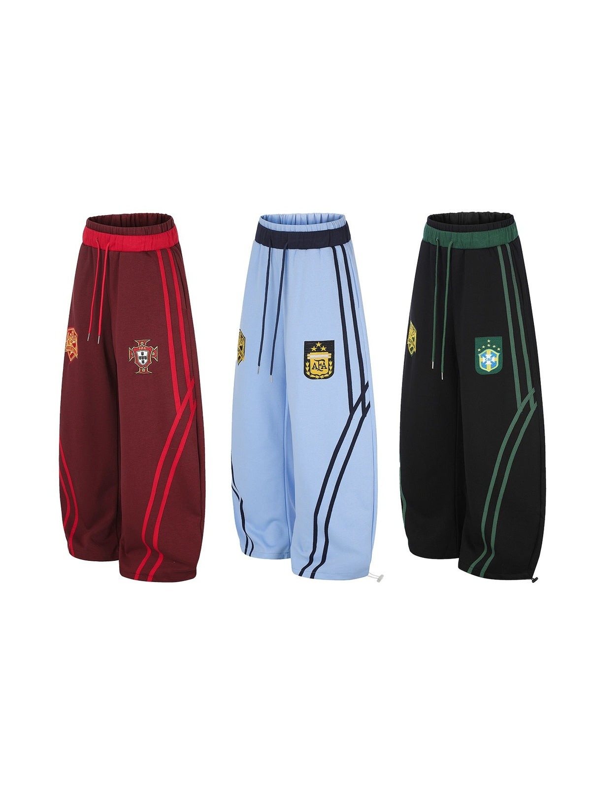 Emblem Double-Waist Striped Curved Sweat Pants MB7461