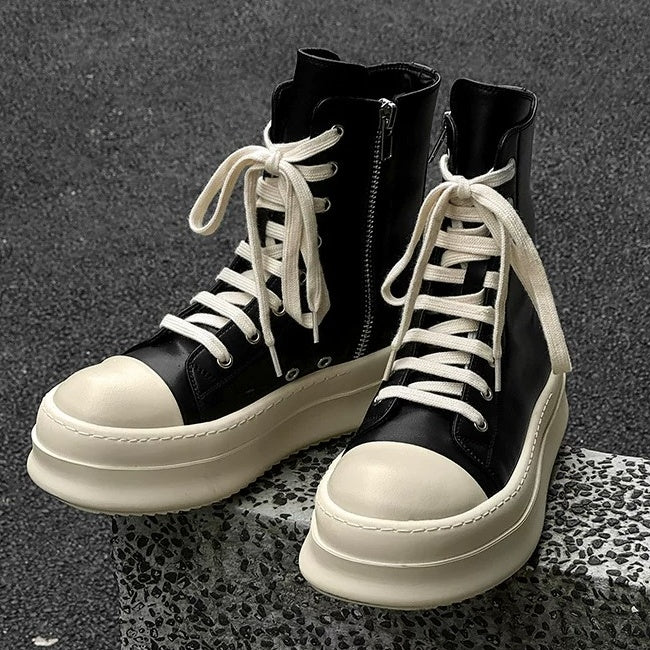 High-Top Zipper Design Lace-up Sneaker MB7429