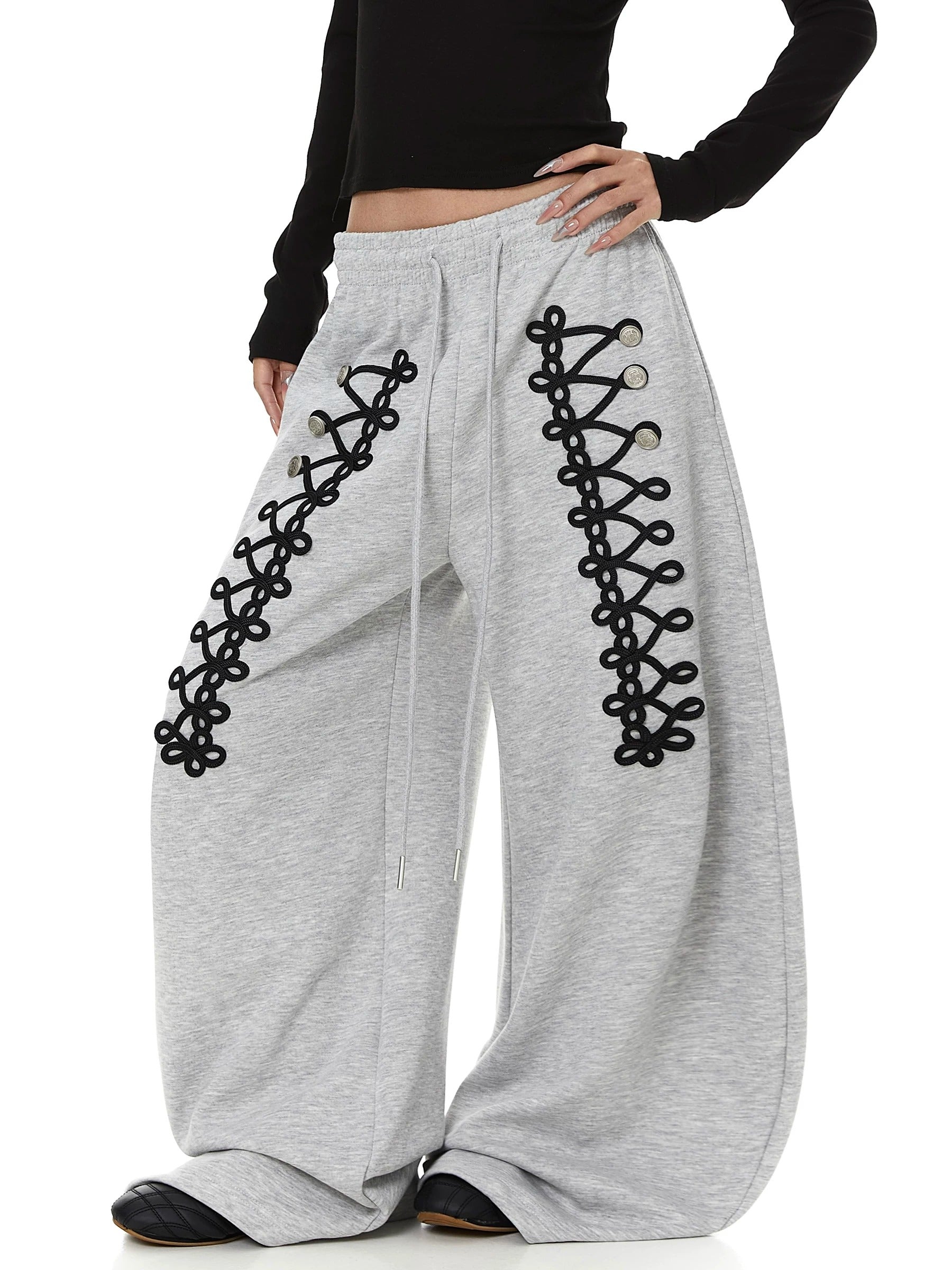 【上下別売り】Lace-Up Design Wide Curve Sweat Pants MB7441
