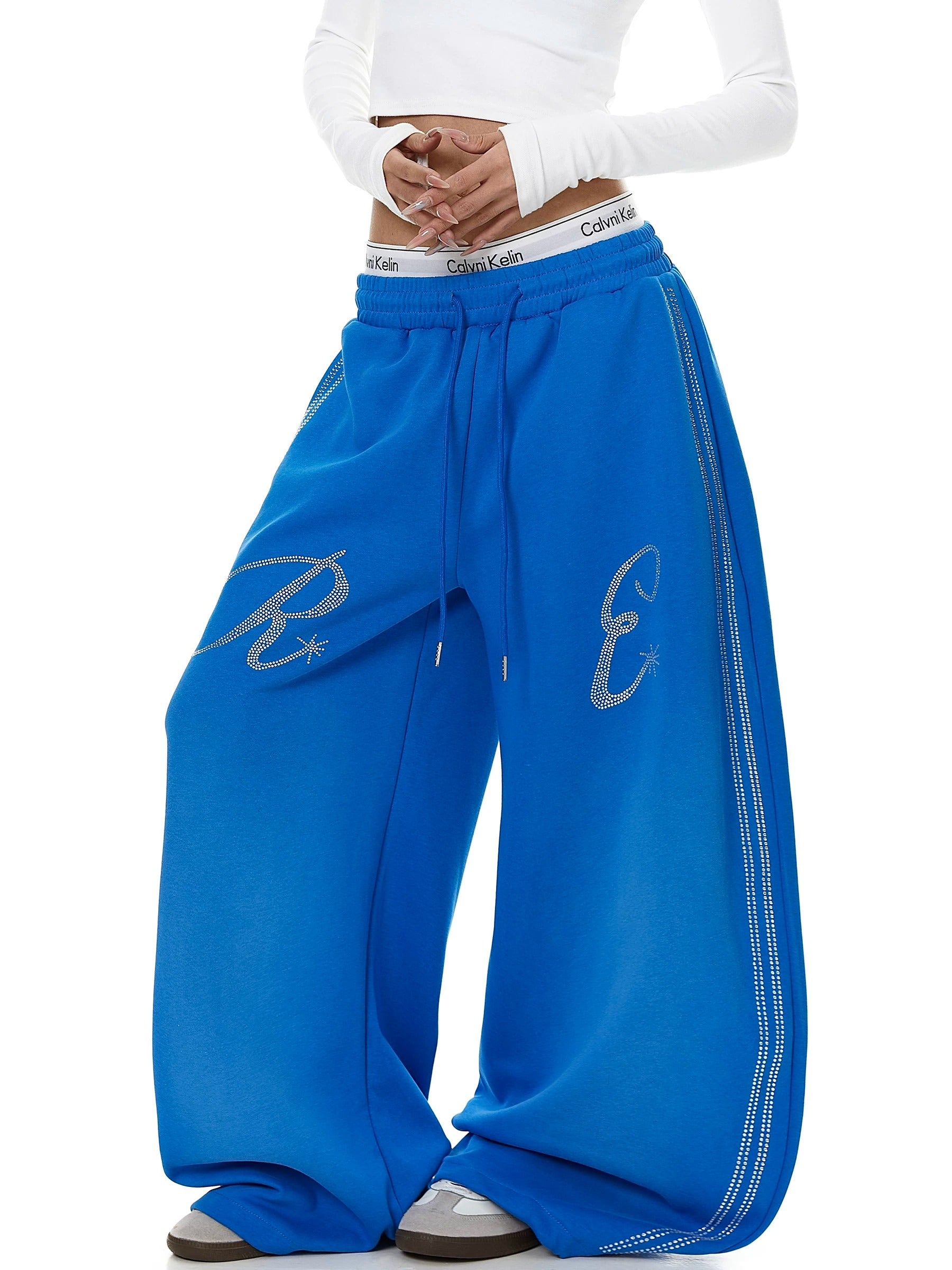 Rhinestone-Inspired Wide-leg Sweat Pants MB7438